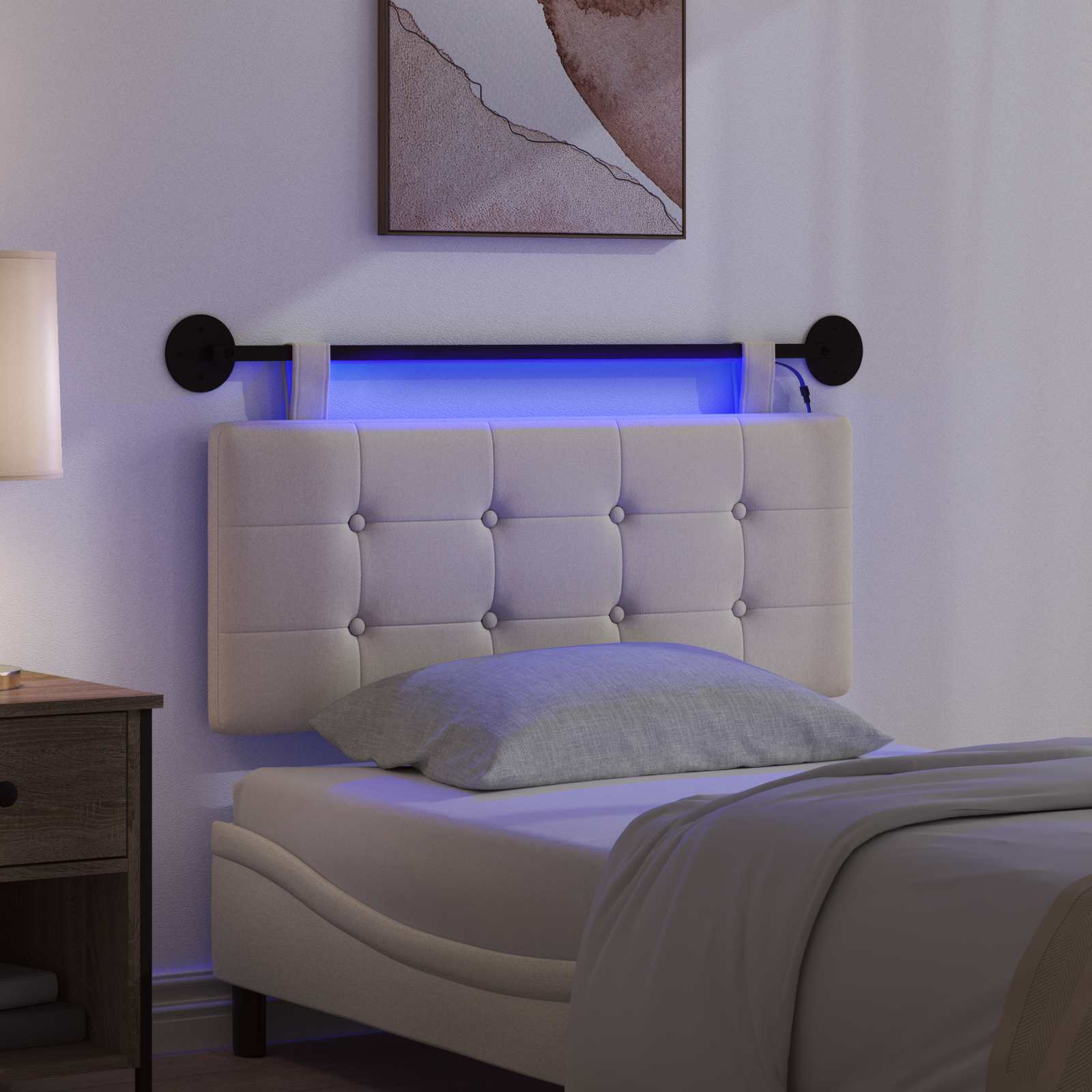 Tête de lit suspendue Avec lumière LED Crème Tissu - XIOS