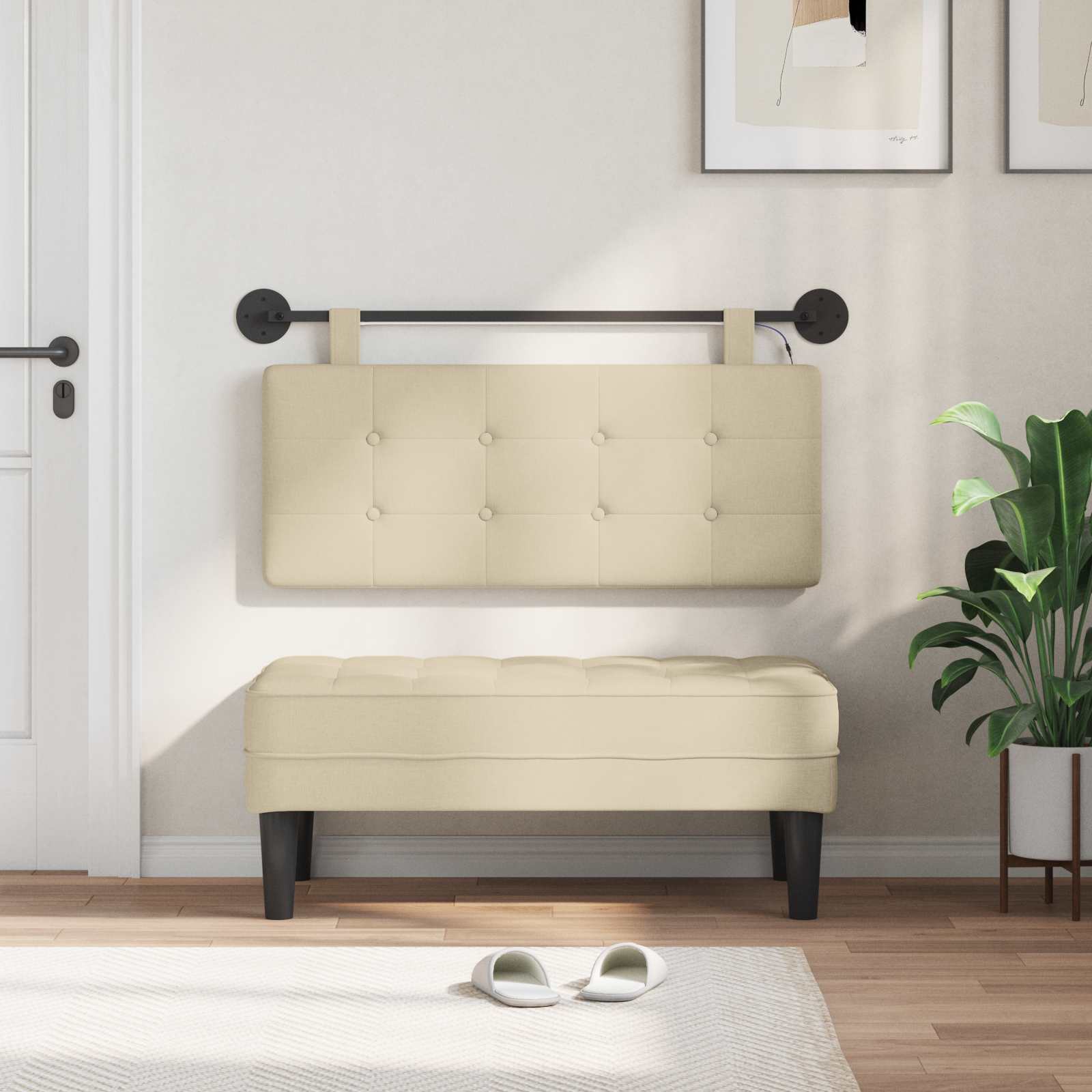 Tête de lit suspendue Avec lumière LED Crème Tissu - XIOS