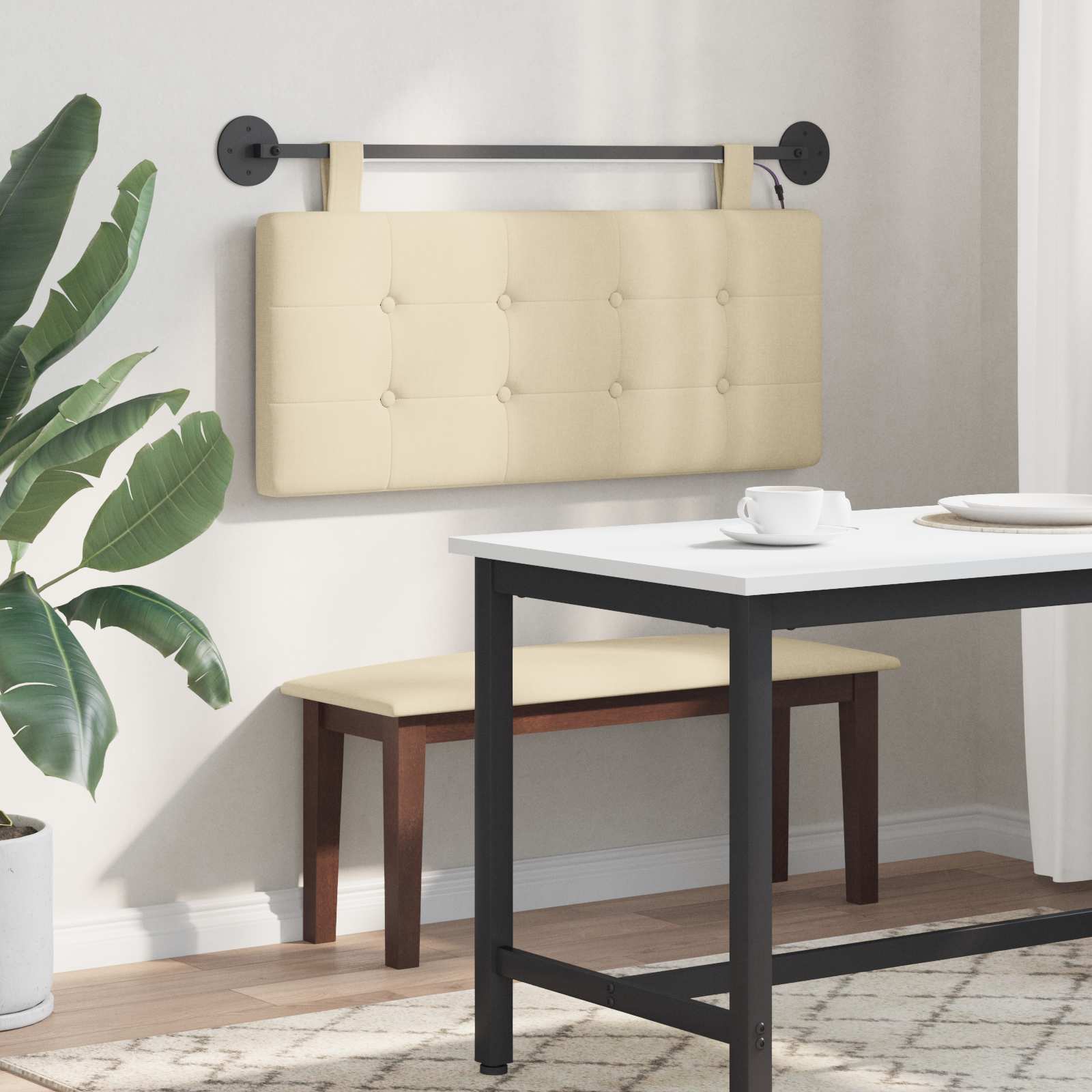 Tête de lit suspendue Avec lumière LED Crème Tissu - XIOS
