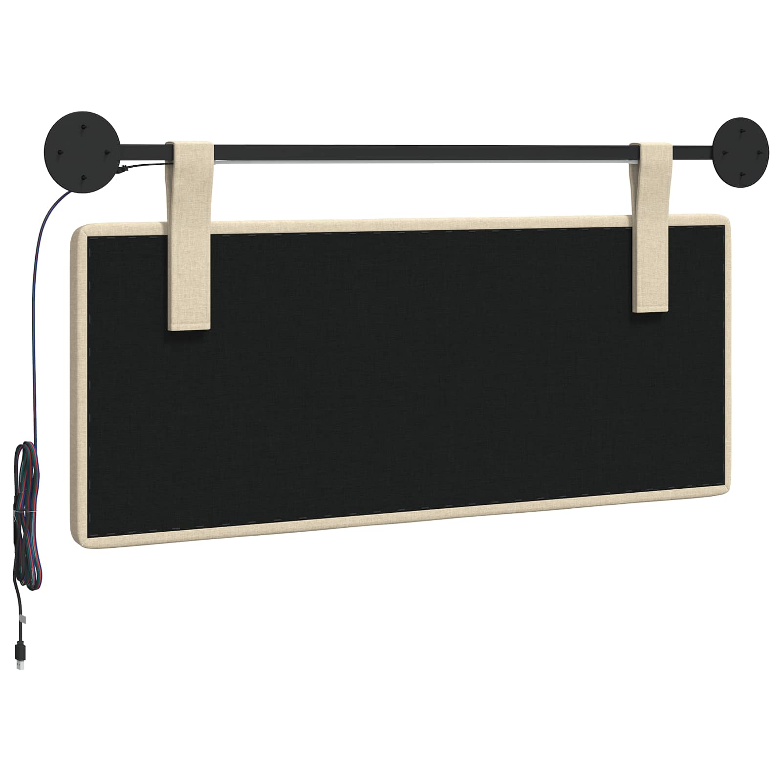 Tête de lit suspendue Avec lumière LED Crème Tissu - XIOS