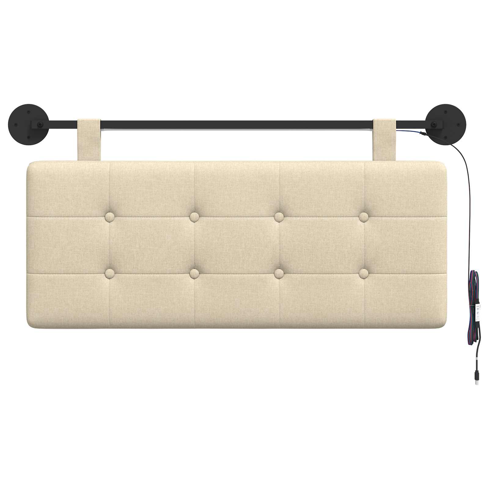 Tête de lit suspendue Avec lumière LED Crème Tissu - XIOS