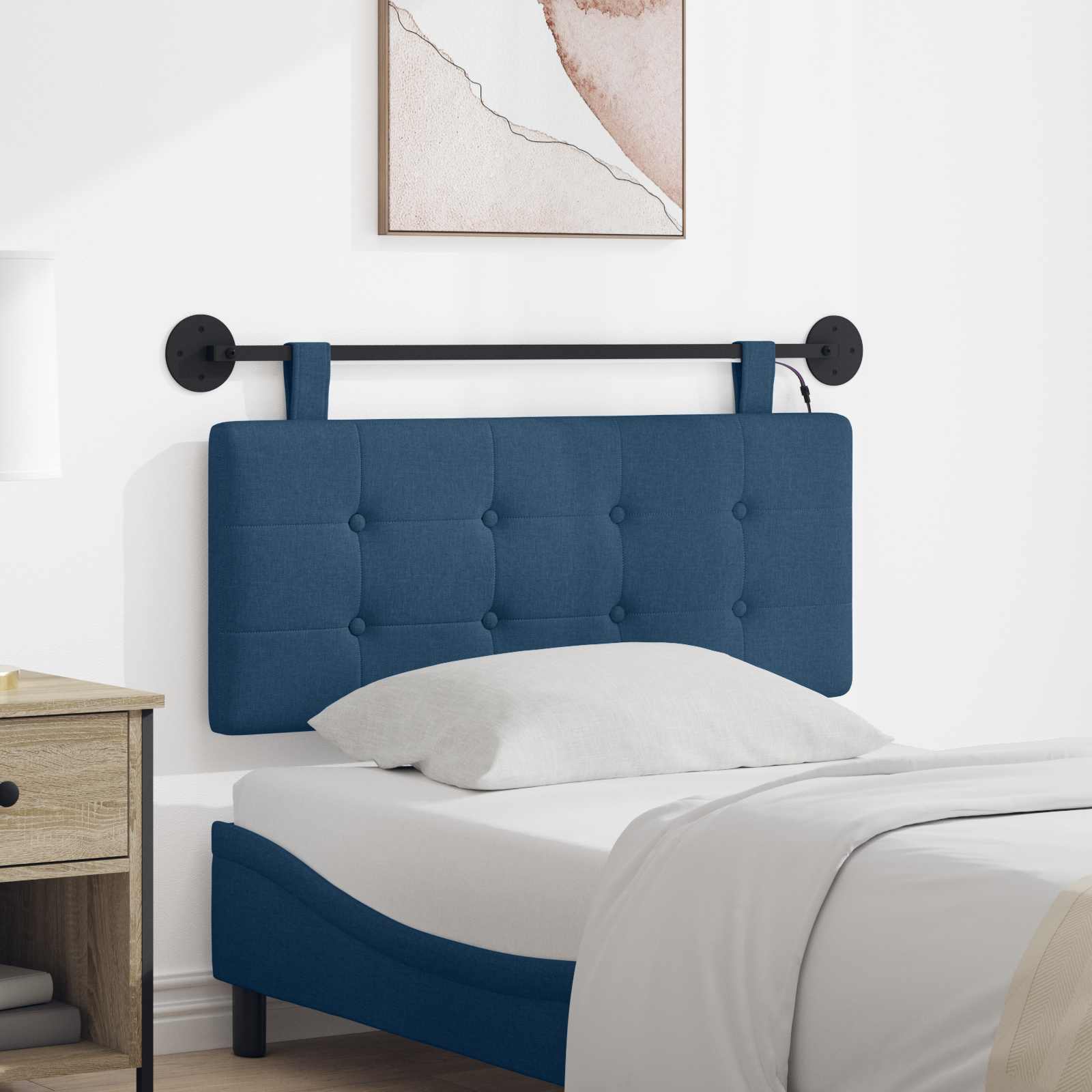 Tête de lit suspendue Avec lumière LED Bleu Tissu - XIOS