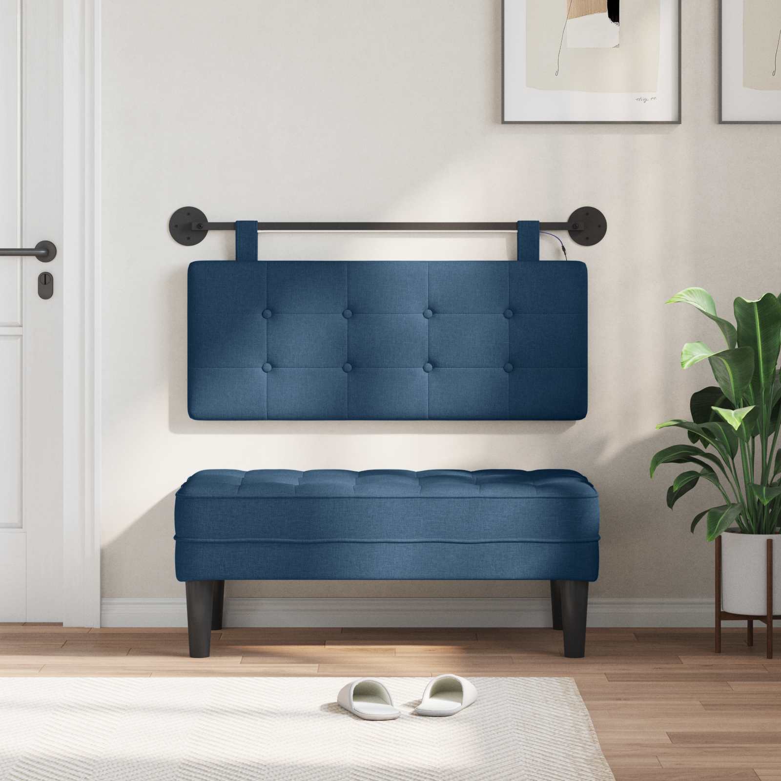 Tête de lit suspendue Avec lumière LED Bleu Tissu - XIOS