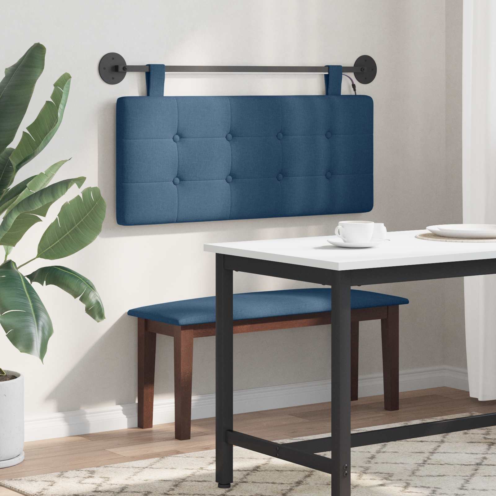 Tête de lit suspendue Avec lumière LED Bleu Tissu - XIOS