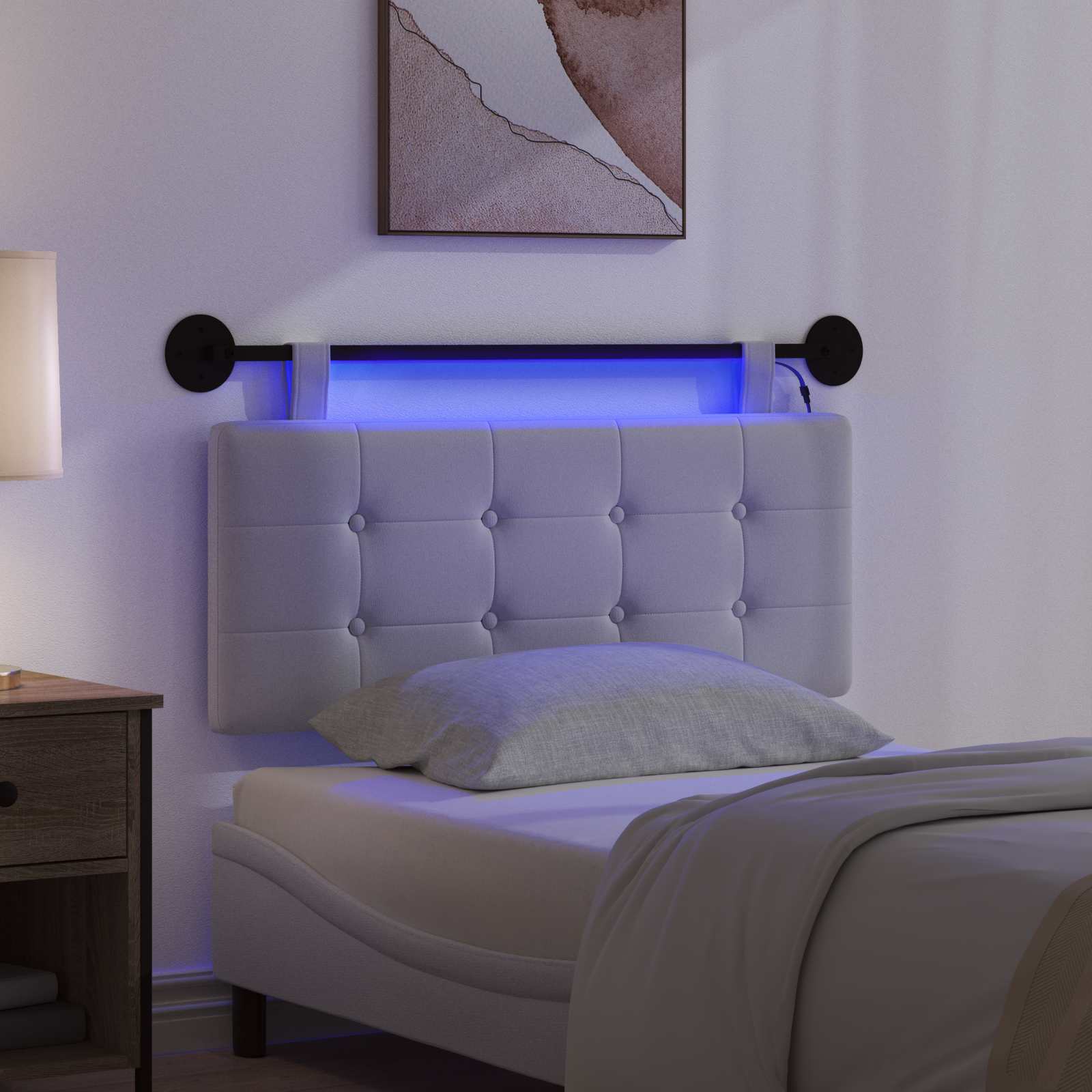 Tête de lit suspendue Avec lumière LED Blanc Tissu - XIOS