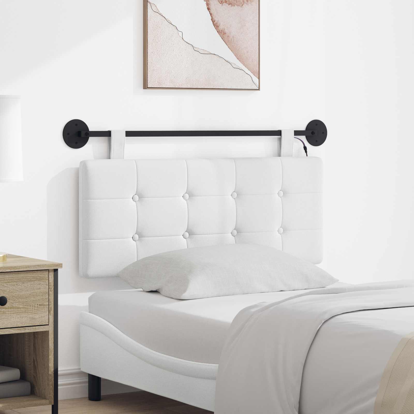 Tête de lit suspendue Avec lumière LED Blanc Tissu - XIOS