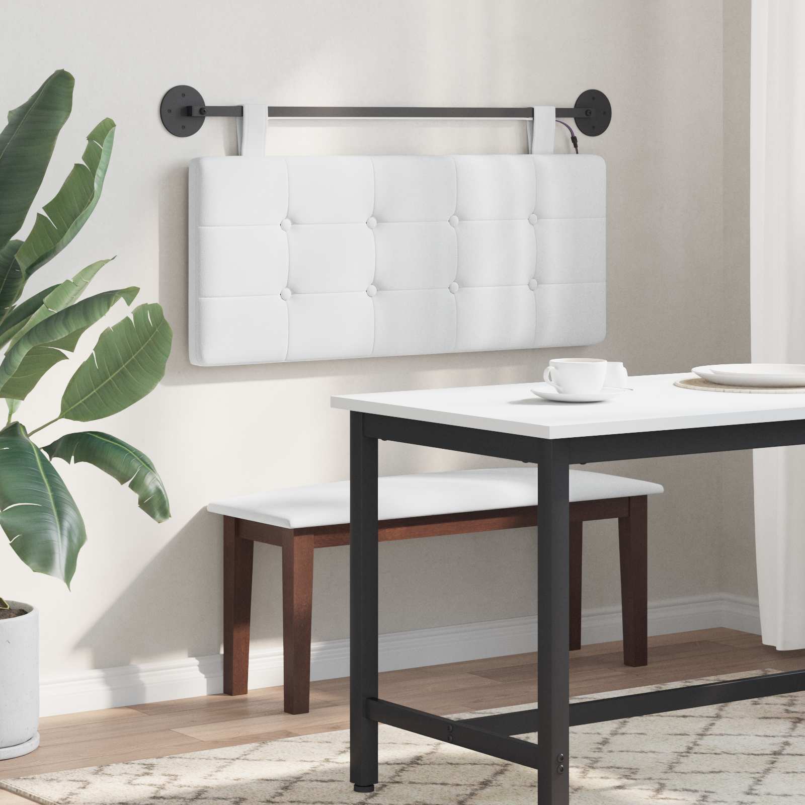 Tête de lit suspendue Avec lumière LED Blanc Tissu - XIOS