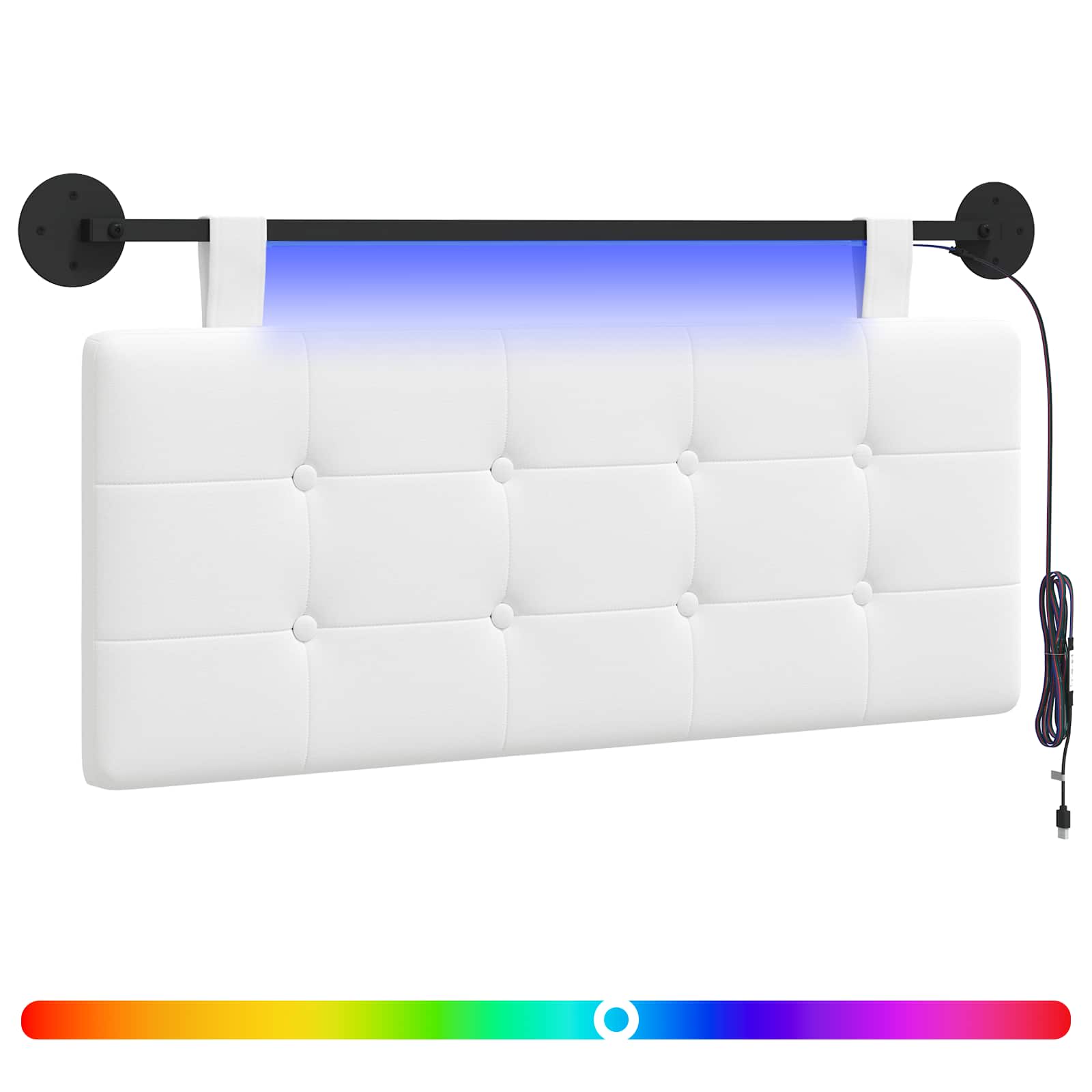 Tête de lit suspendue Avec lumière LED Blanc Tissu - XIOS