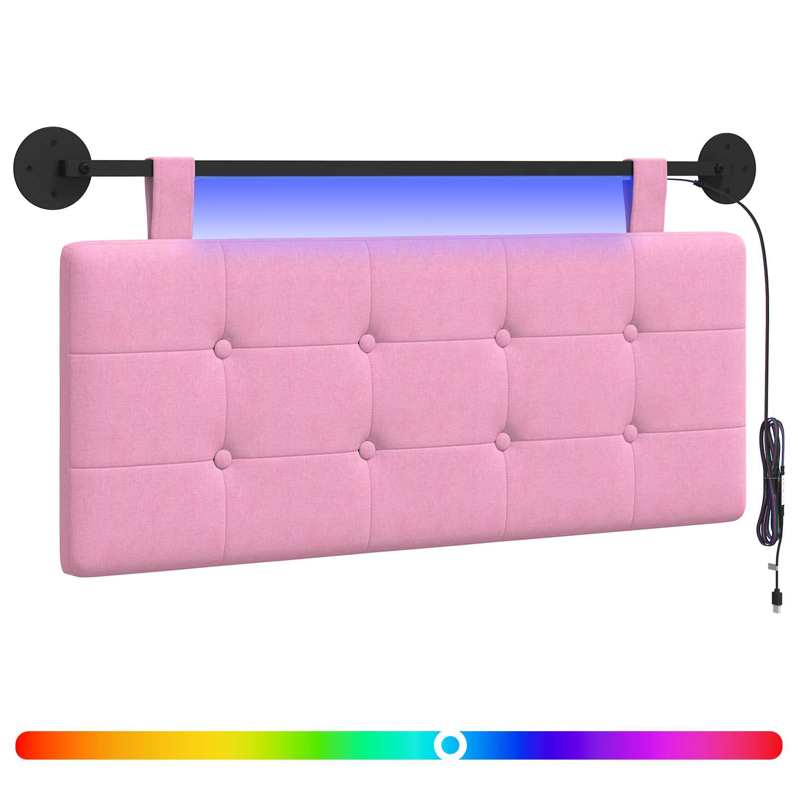 Tête de lit suspendue Avec lumière LED Rose Tissu - XIOS