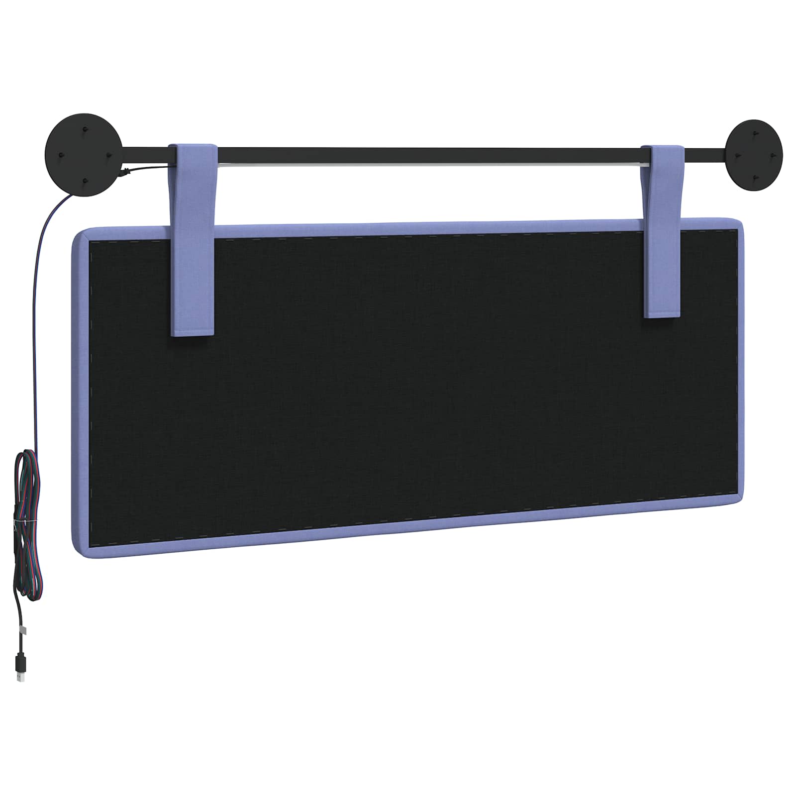 Tête de lit suspendue Avec lumière LED Bleu denim Tissu - XIOS