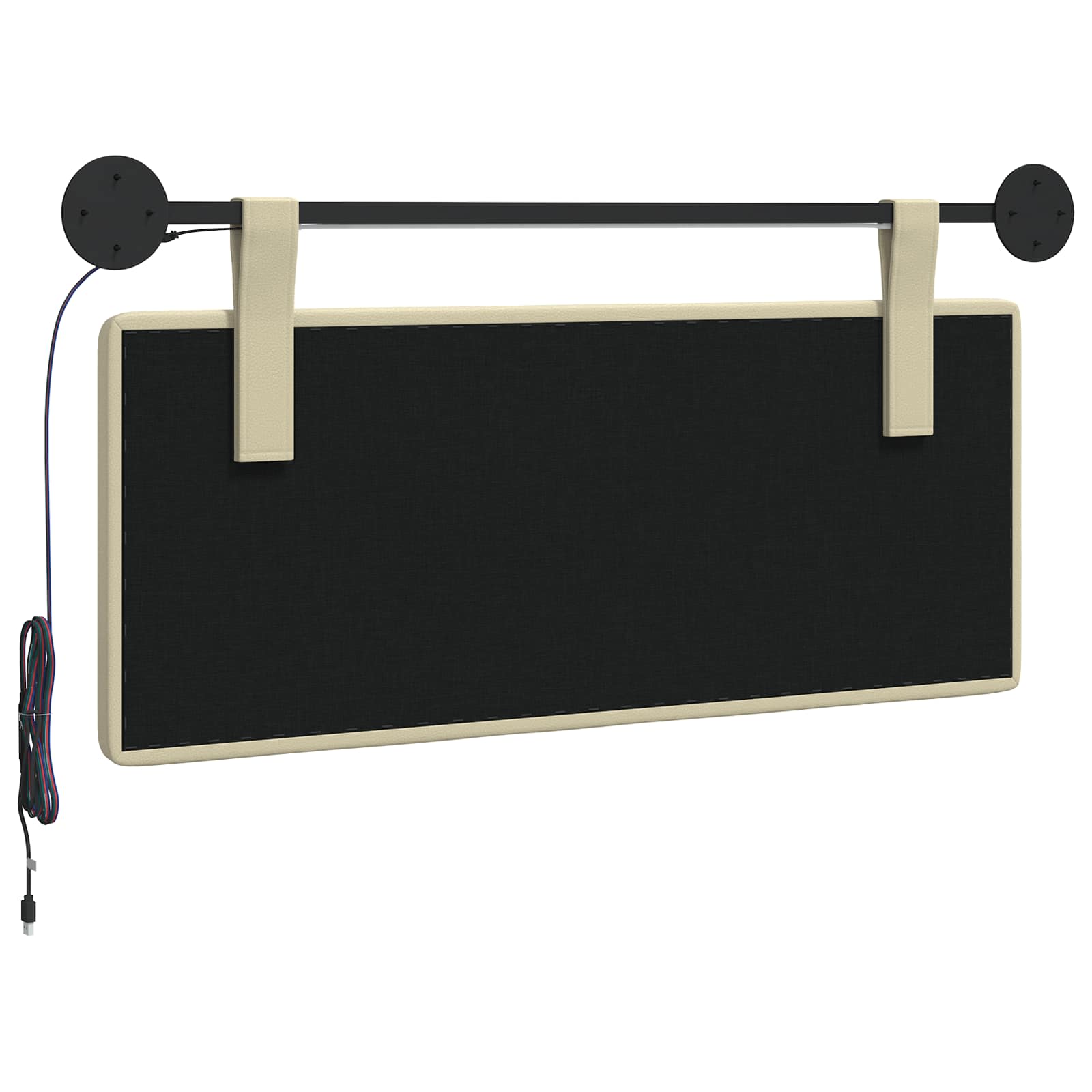 Tête de lit suspendue Avec lumière LED Crème Simili cuir - XIOS