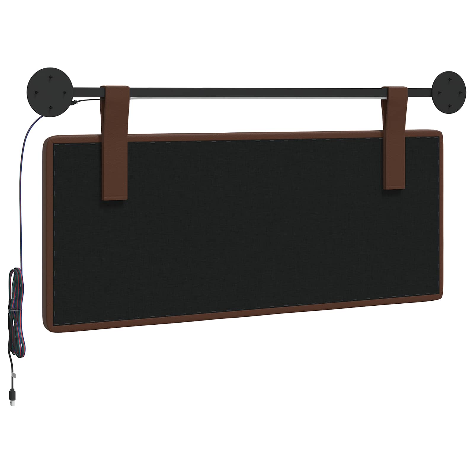 Tête de lit suspendue Avec lumière LED Marron Simili cuir - XIOS
