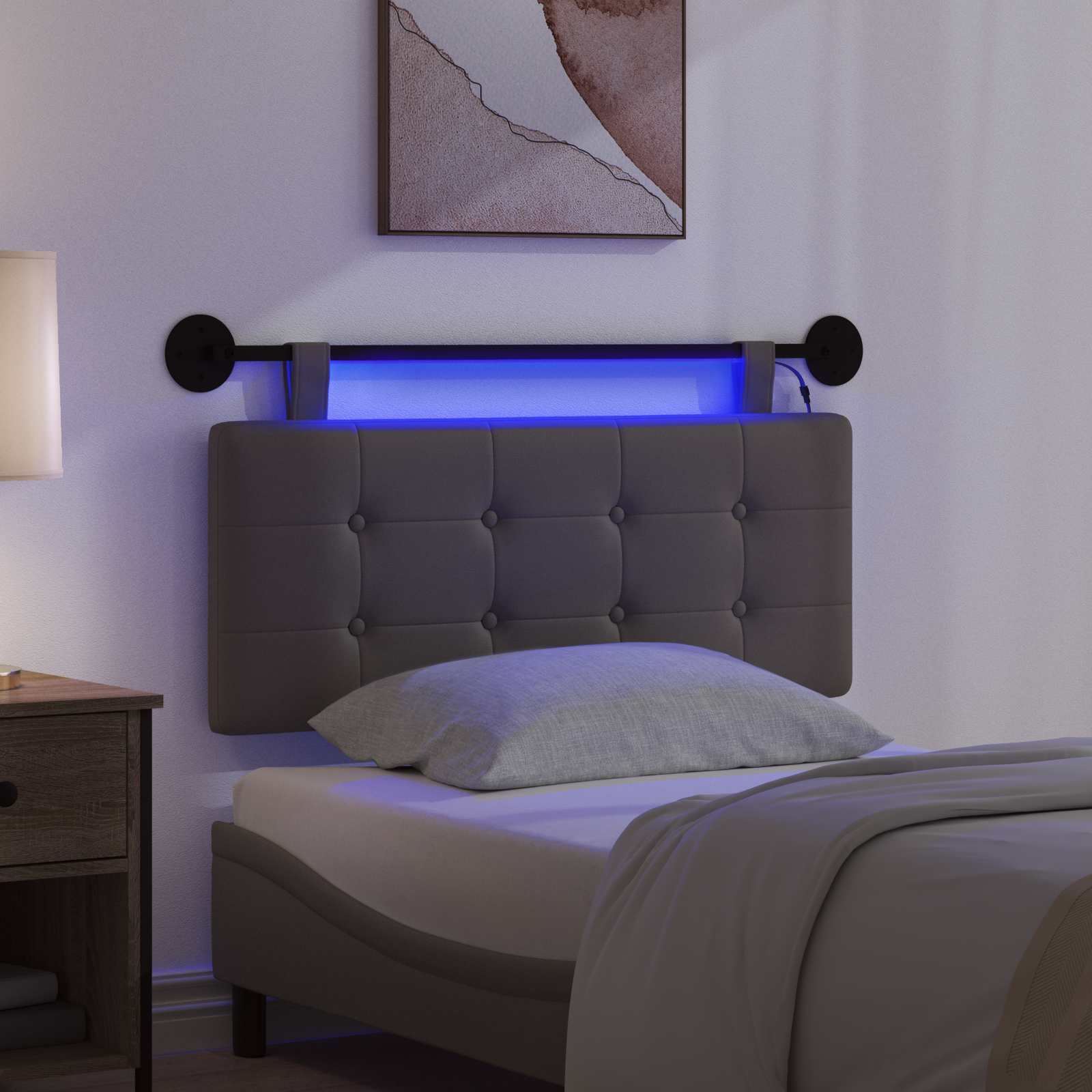 Tête de lit suspendue Avec lumière LED Gris Simili cuir - XIOS