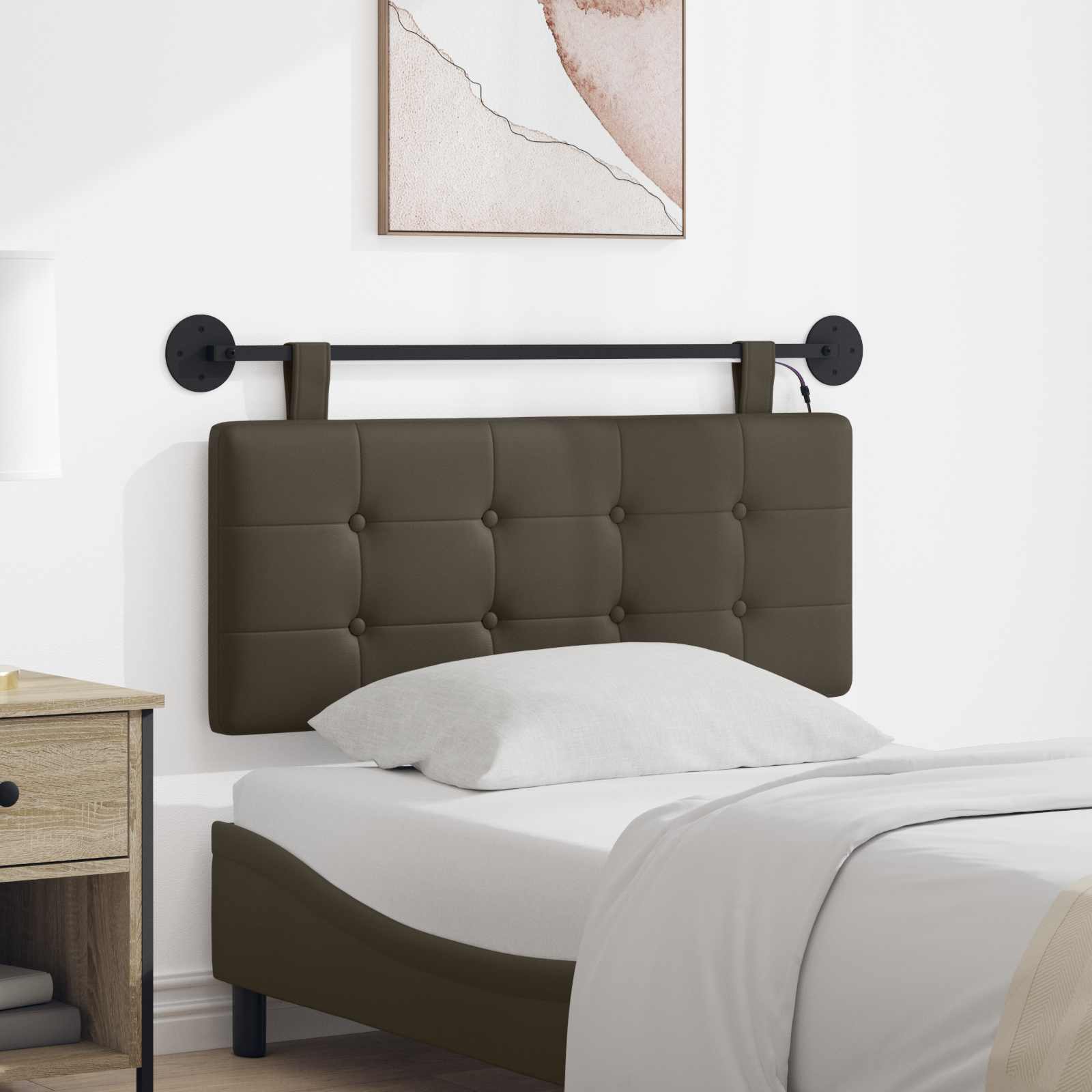 Tête de lit suspendue Avec lumière LED Gris Simili cuir - XIOS