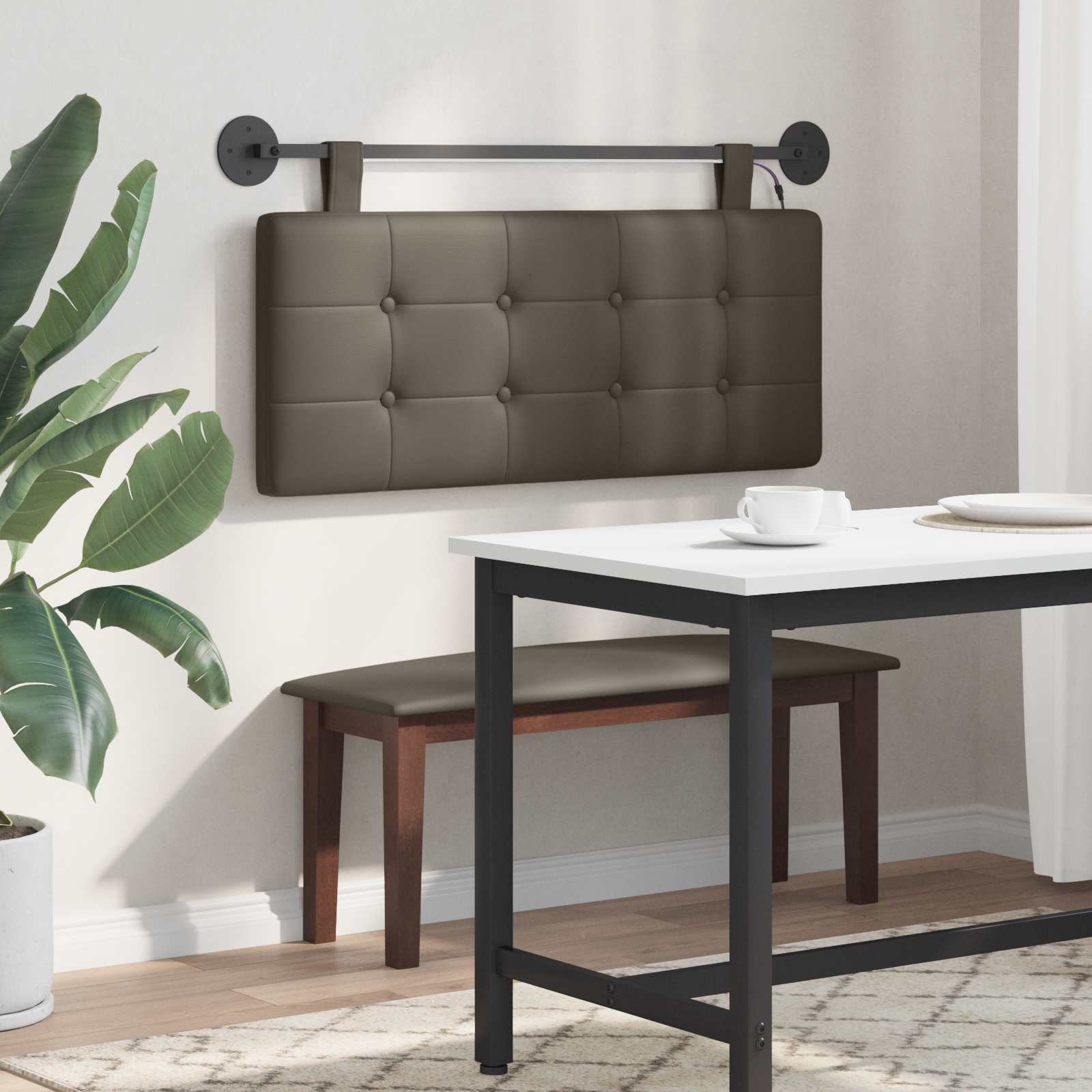 Tête de lit suspendue Avec lumière LED Gris Simili cuir - XIOS