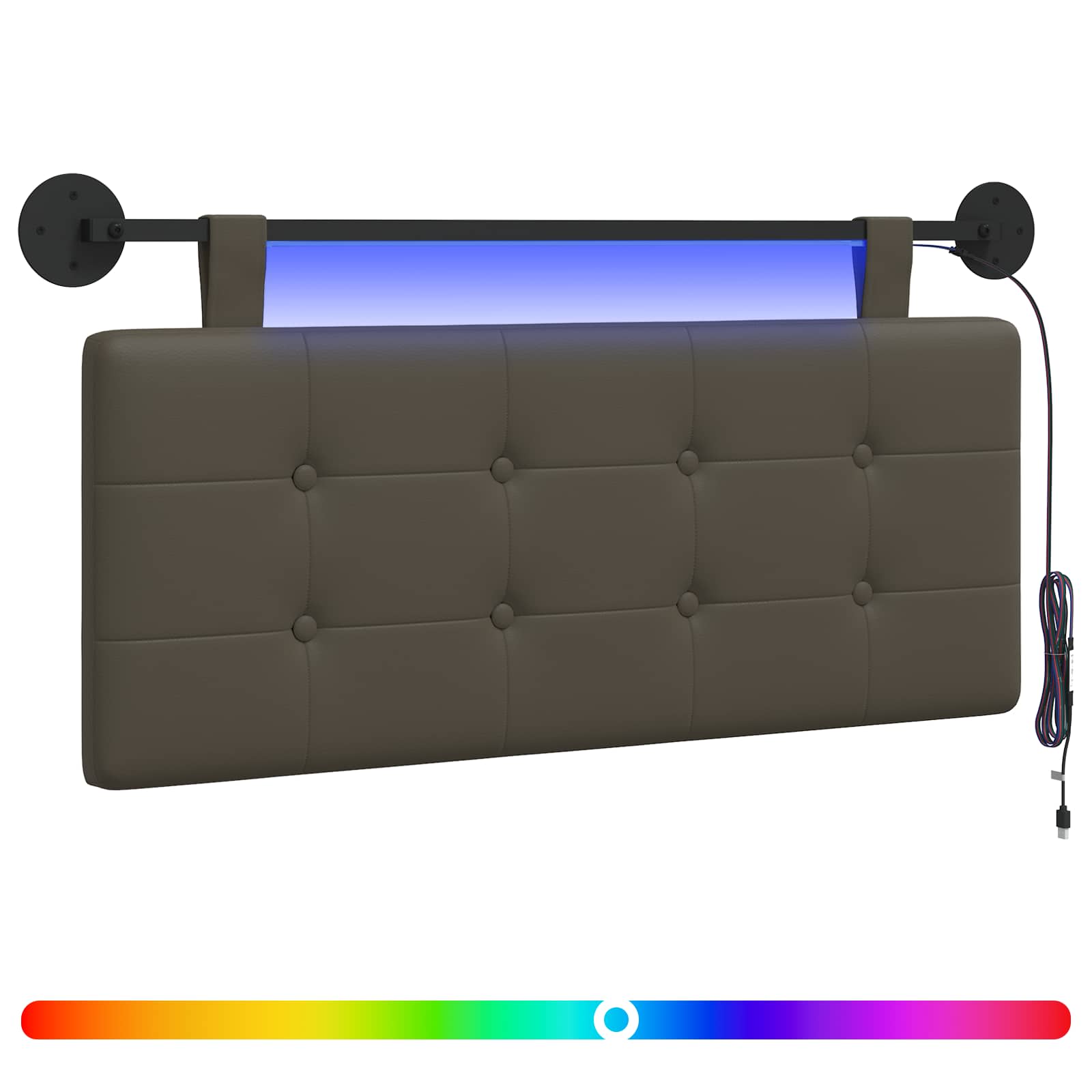 Tête de lit suspendue Avec lumière LED Gris Simili cuir - XIOS