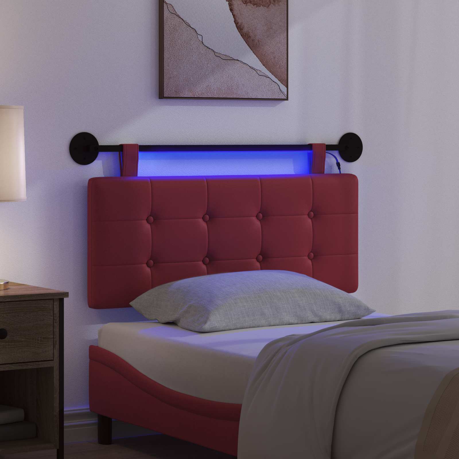 Tête de lit suspendue Avec lumière LED Bordeaux Simili cuir - XIOS