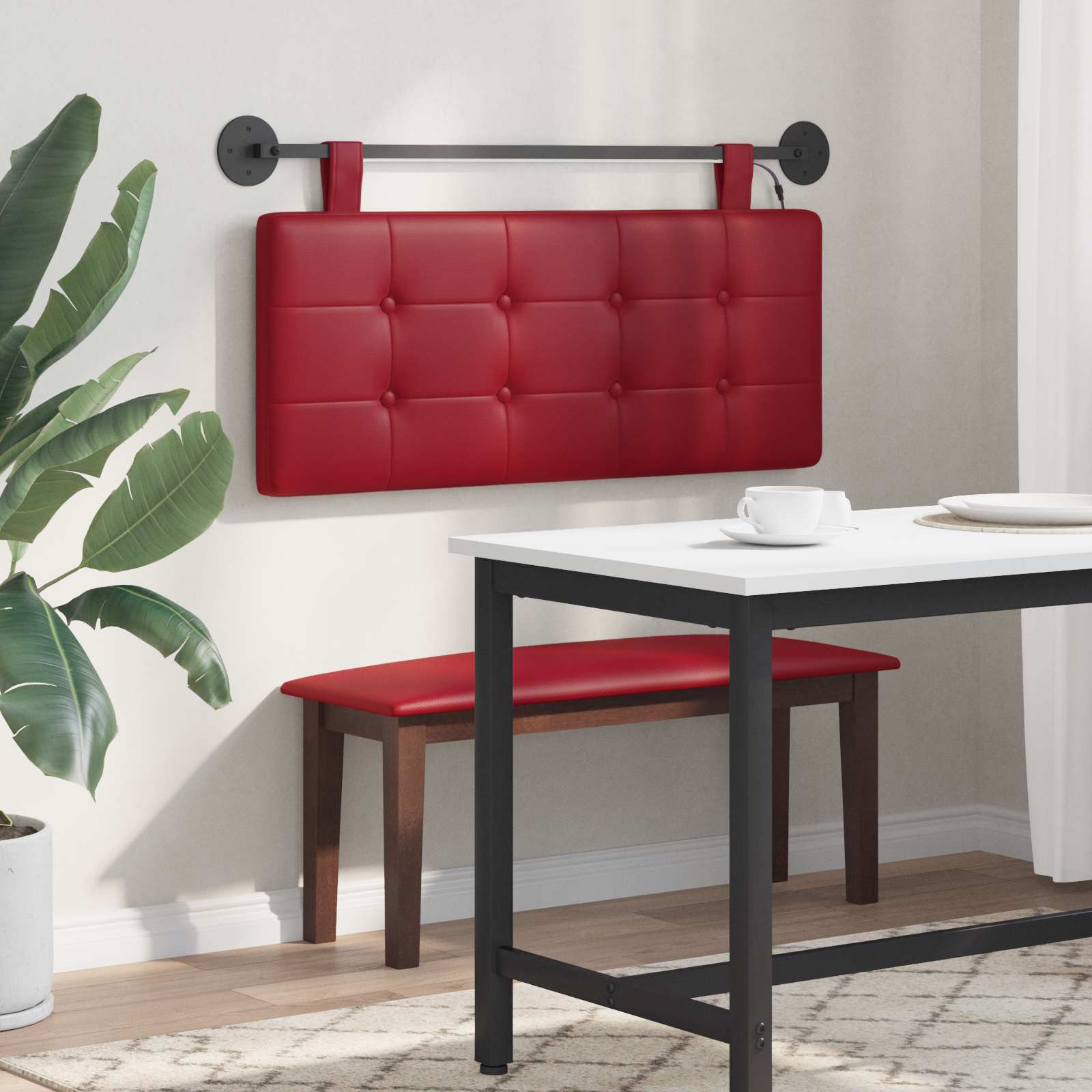 Tête de lit suspendue Avec lumière LED Bordeaux Simili cuir - XIOS