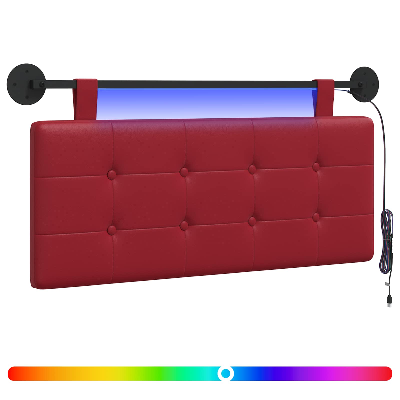 Tête de lit suspendue Avec lumière LED Bordeaux Simili cuir - XIOS