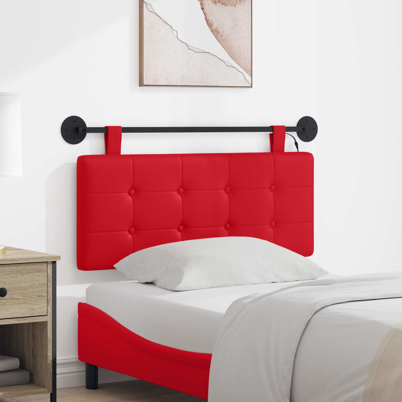 Tête de lit suspendue Avec lumière LED Rouge Simili cuir - XIOS