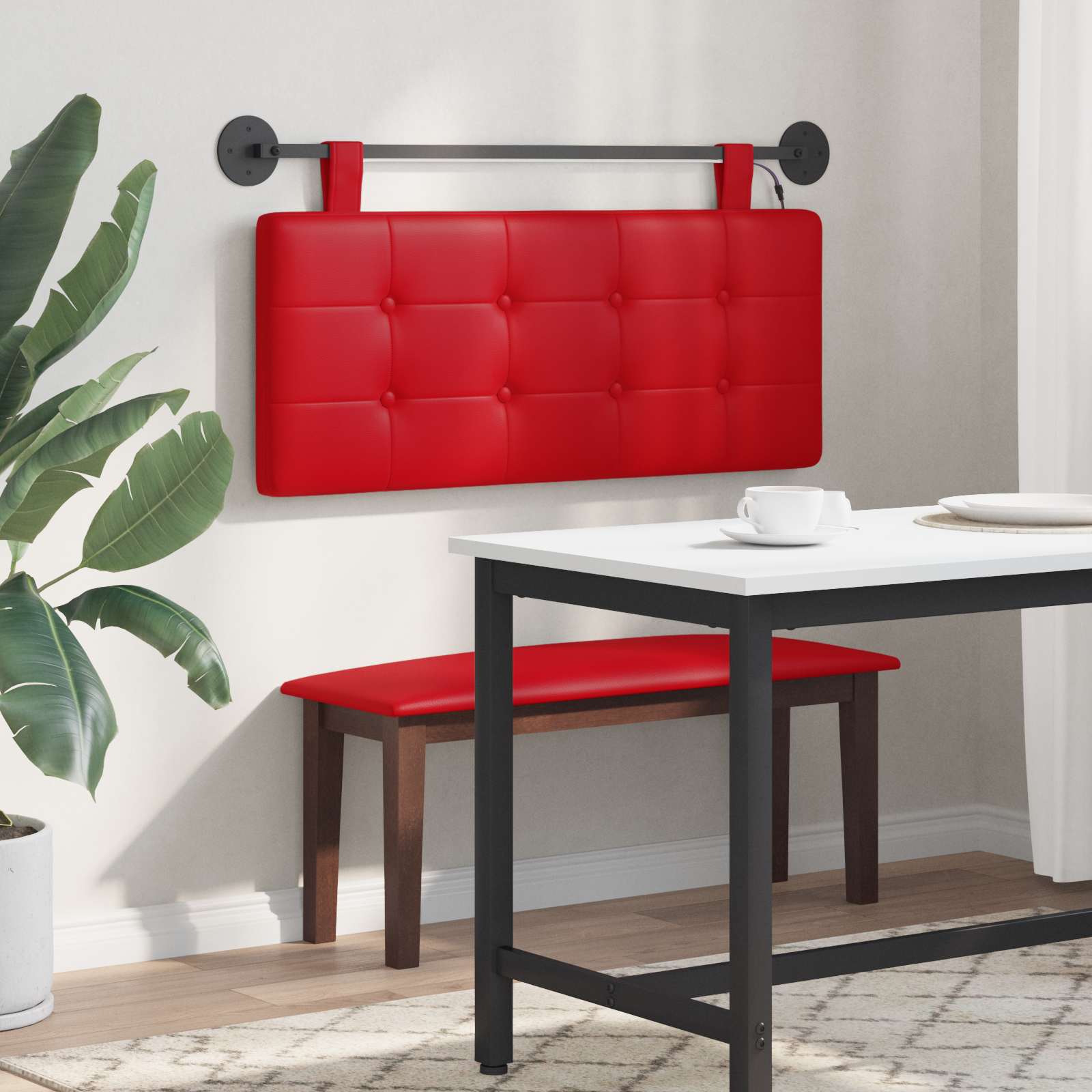 Tête de lit suspendue Avec lumière LED Rouge Simili cuir - XIOS