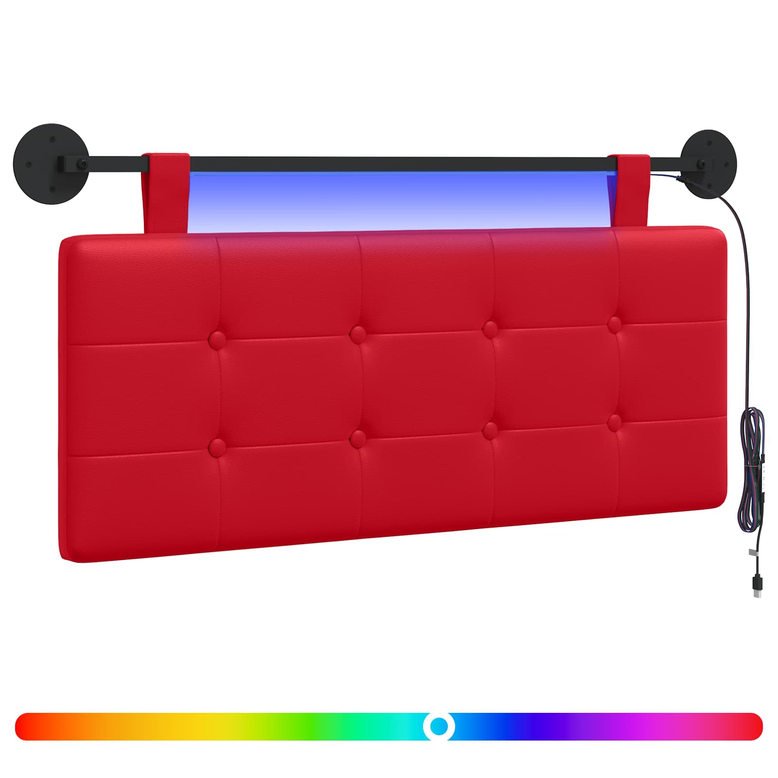 Tête de lit suspendue Avec lumière LED Rouge Simili cuir - XIOS