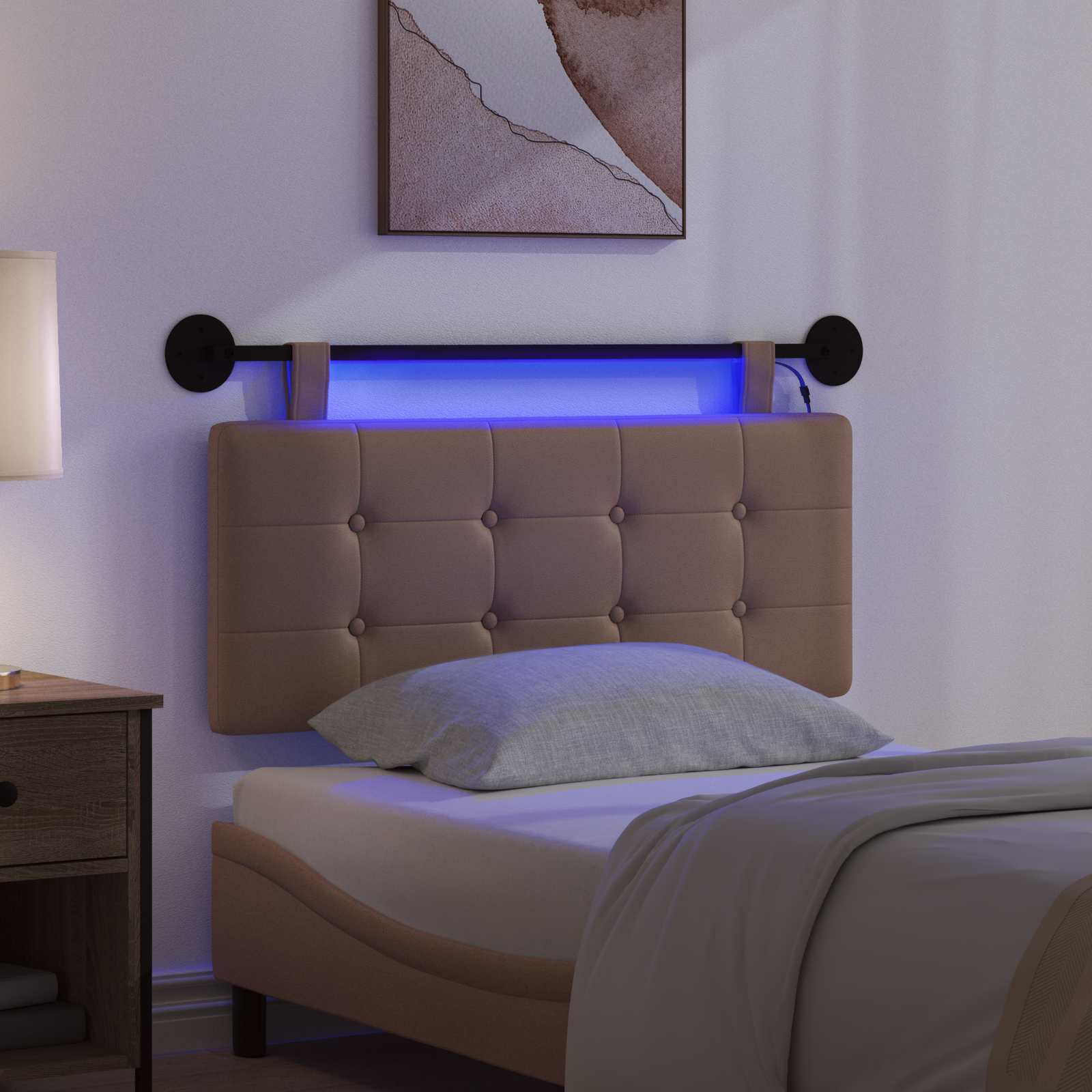Tête de lit suspendue Avec lumière LED Cappuccino Simili cuir - XIOS