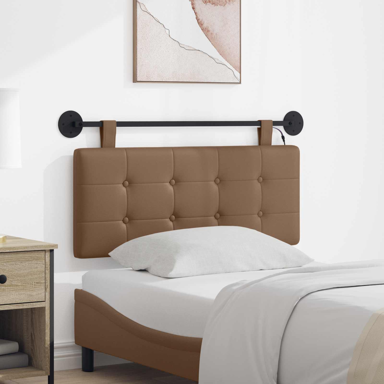 Tête de lit suspendue Avec lumière LED Cappuccino Simili cuir - XIOS