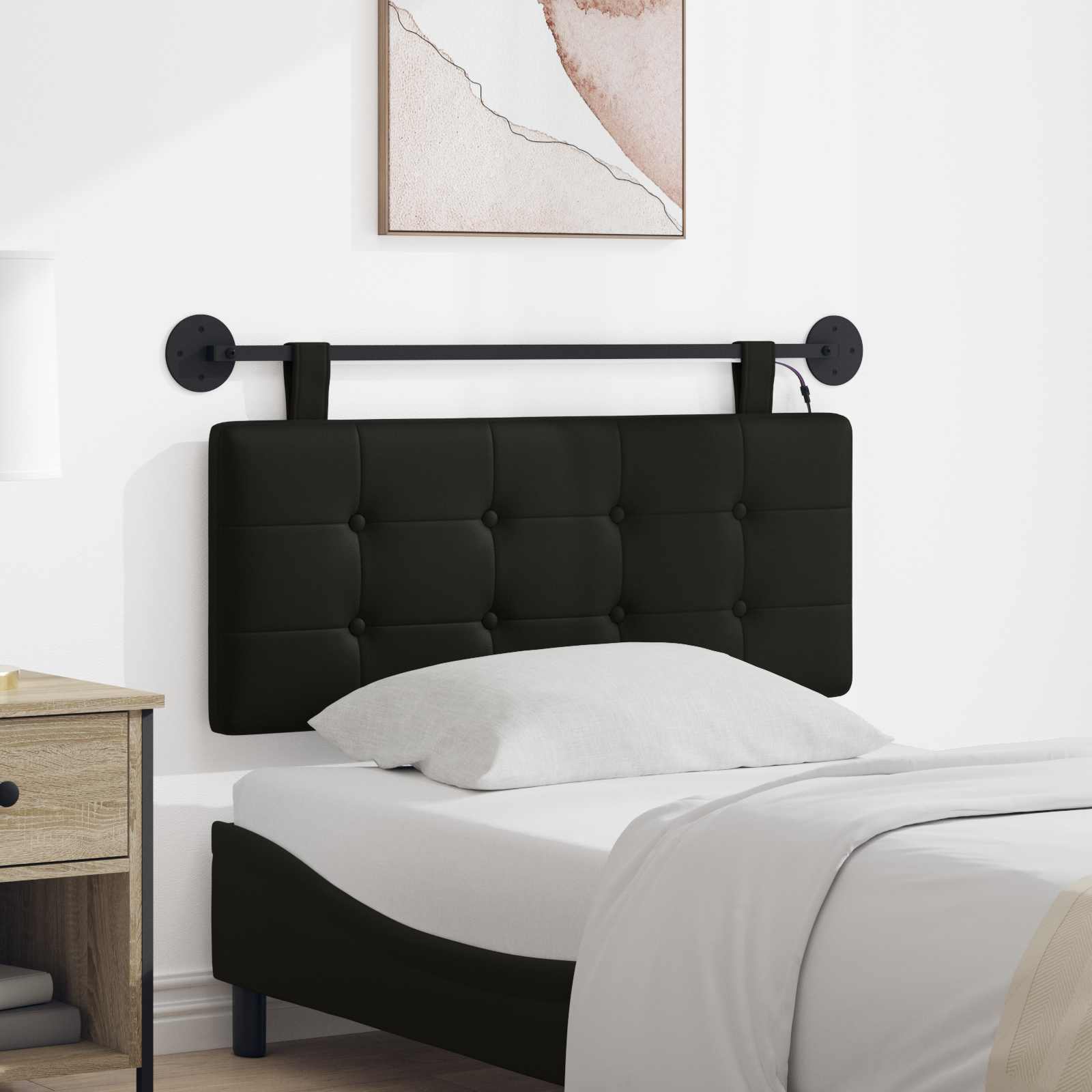 Tête de lit suspendue Avec lumière LED Noir Simili cuir - XIOS