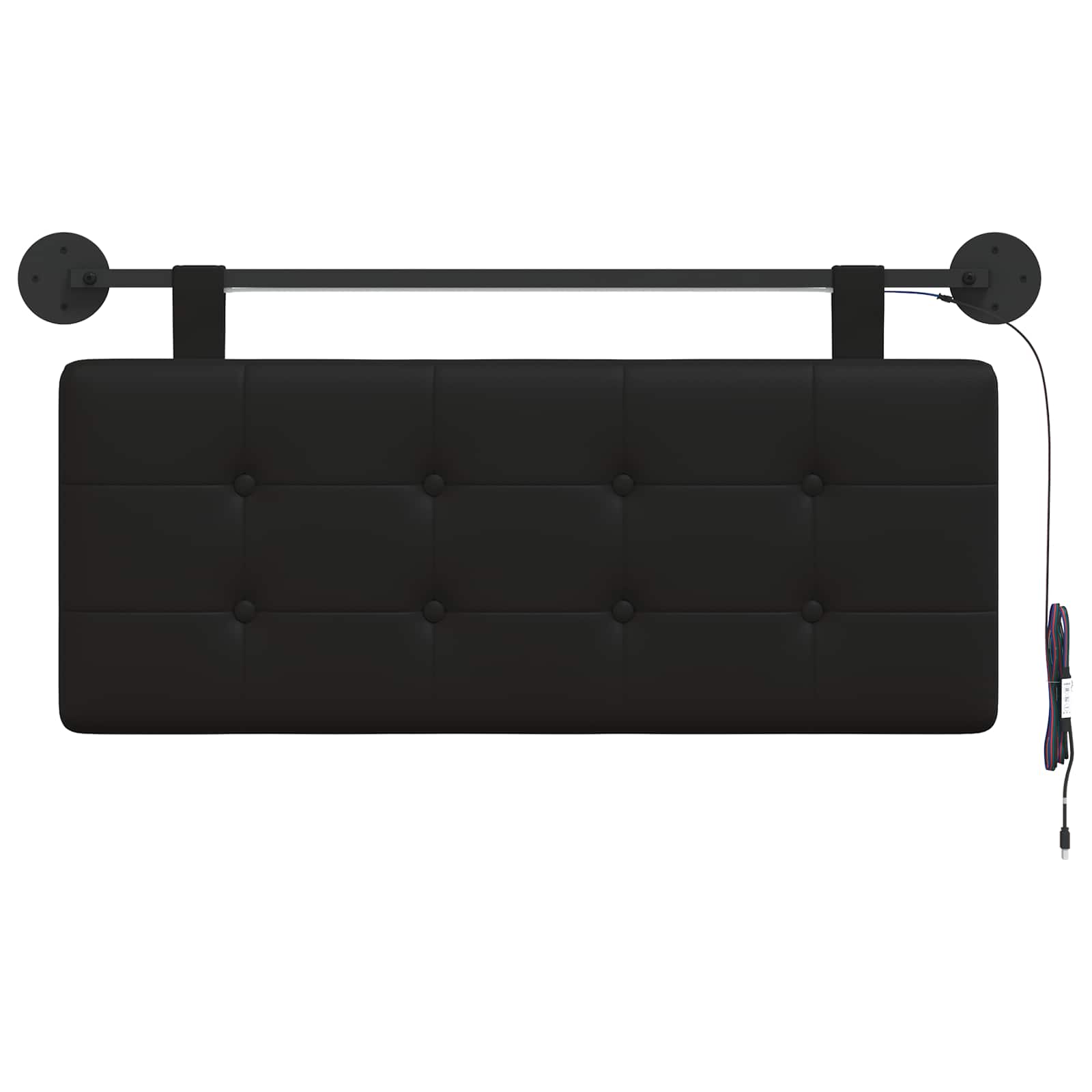 Tête de lit suspendue Avec lumière LED Noir Simili cuir - XIOS