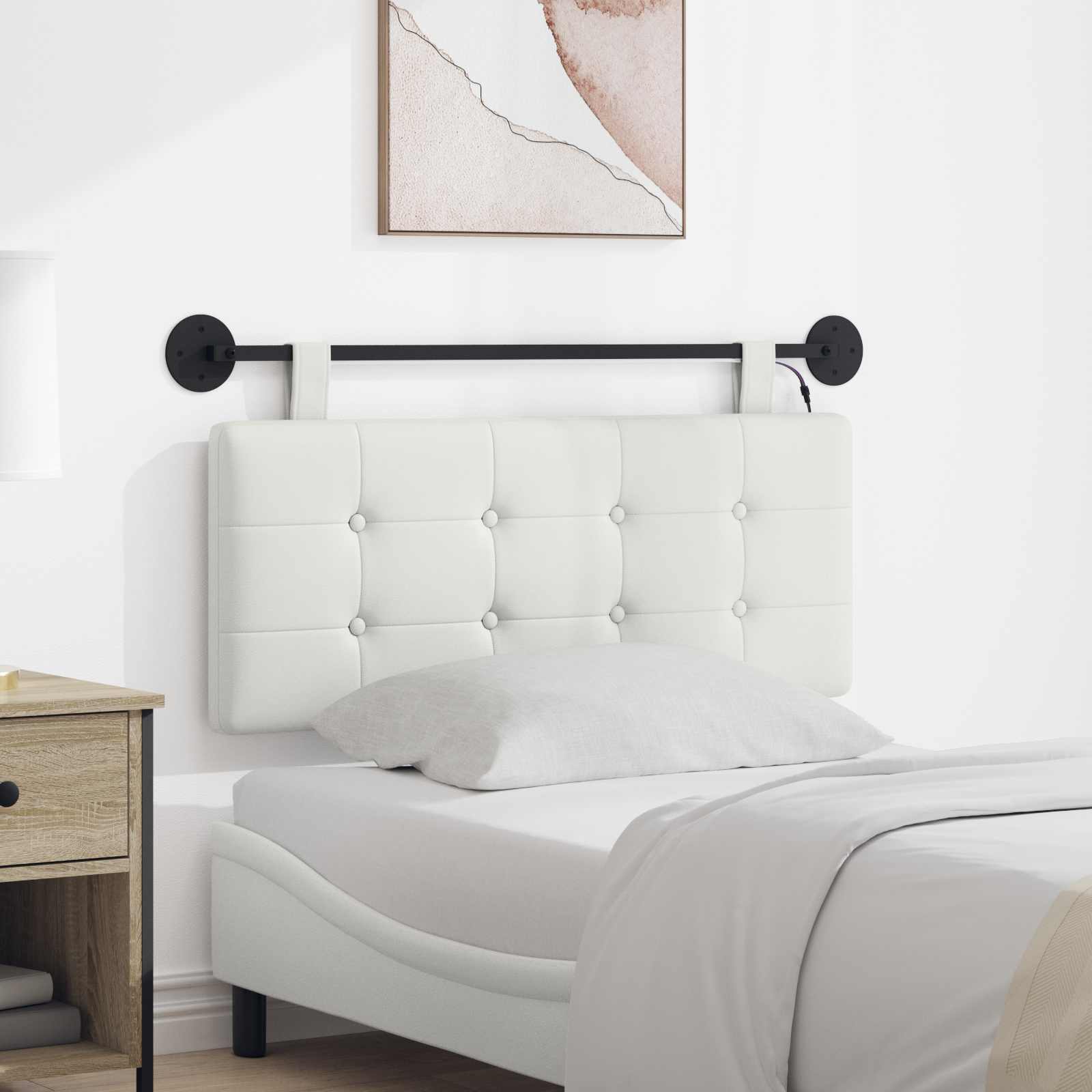 Tête de lit suspendue Avec lumière LED Blanc Simili cuir - XIOS