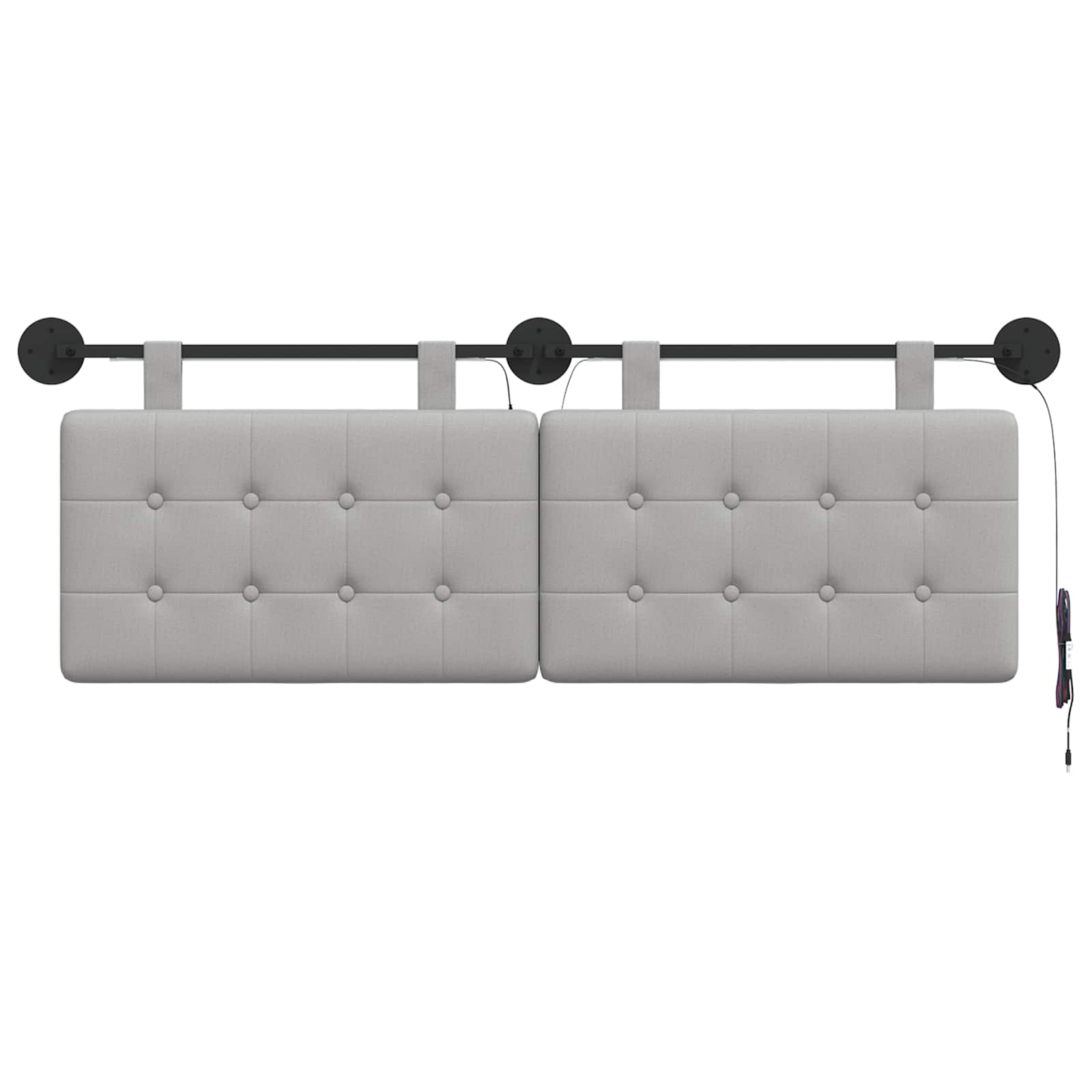 Tête de lit suspendue Avec lumière LED Gris nuage Tissu - XIOS