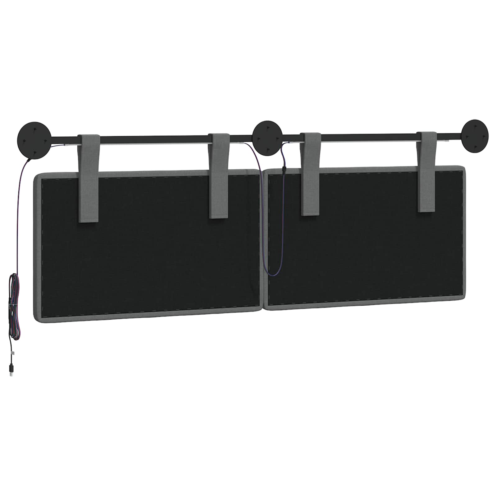 Tête de lit suspendue Avec lumière LED Gris foncé Tissu - XIOS