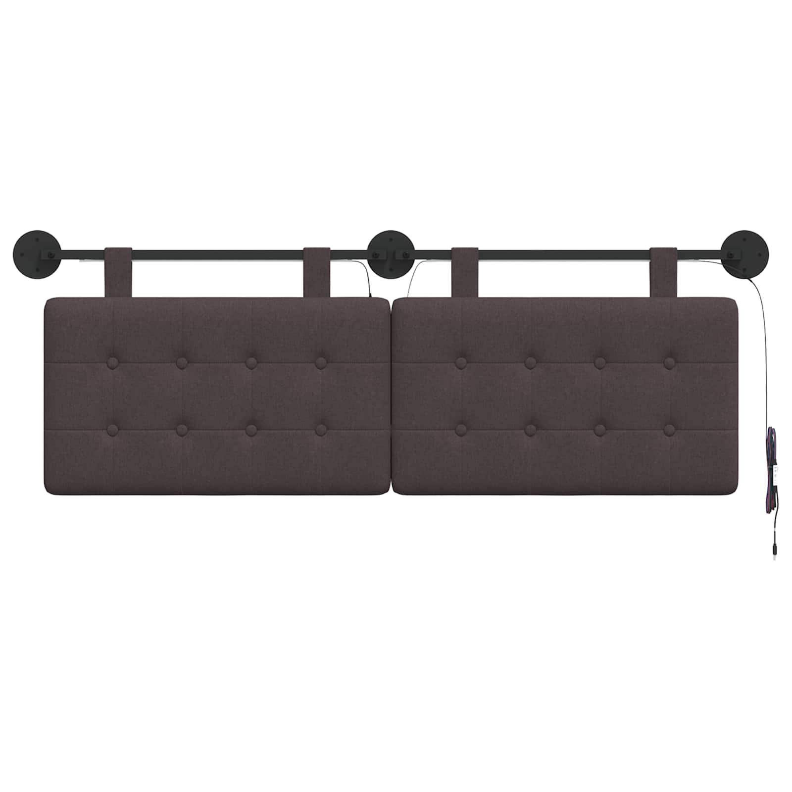 Tête de lit suspendue Avec lumière LED Marron foncé Tissu - XIOS