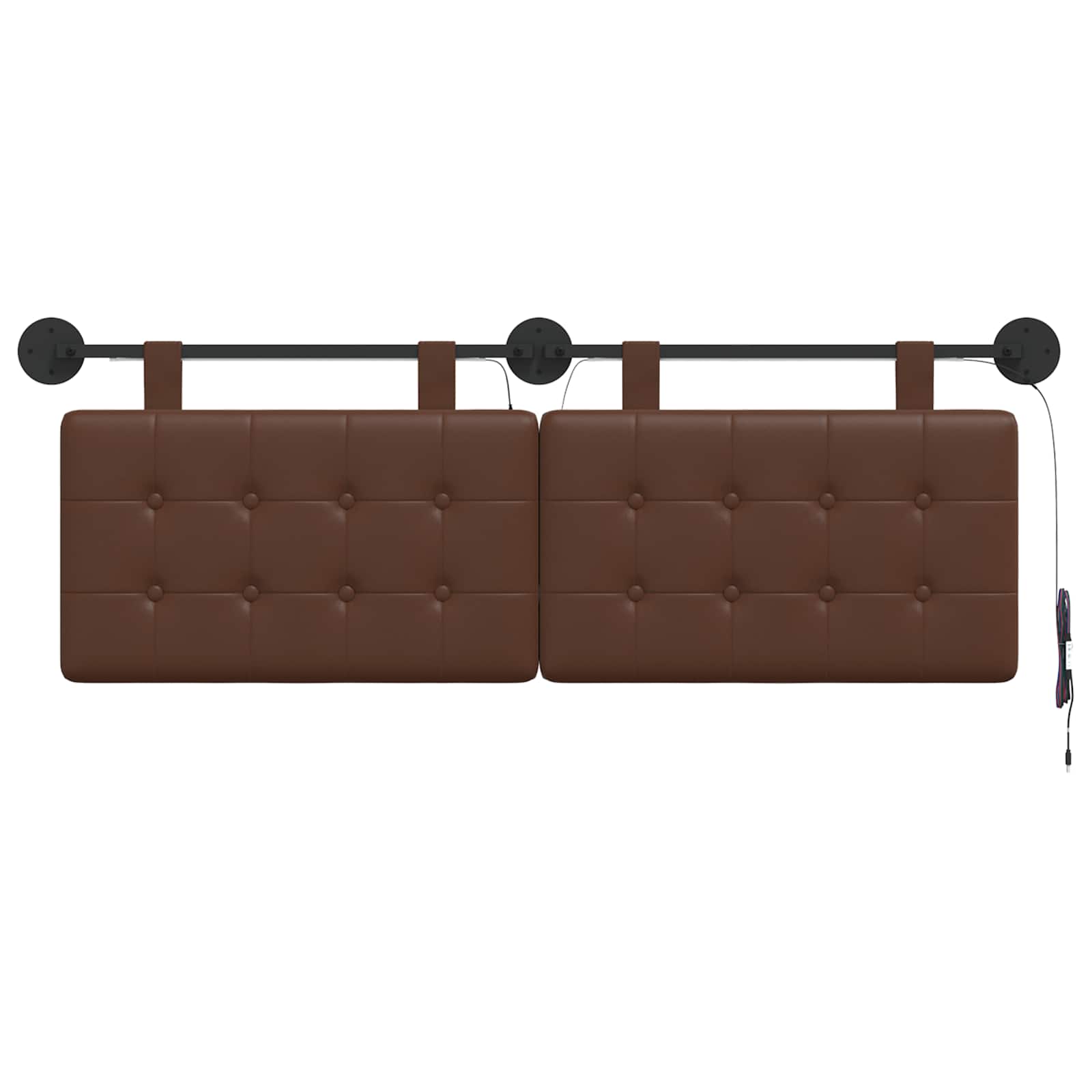 Tête de lit suspendue Avec lumière LED Marron Simili cuir - XIOS