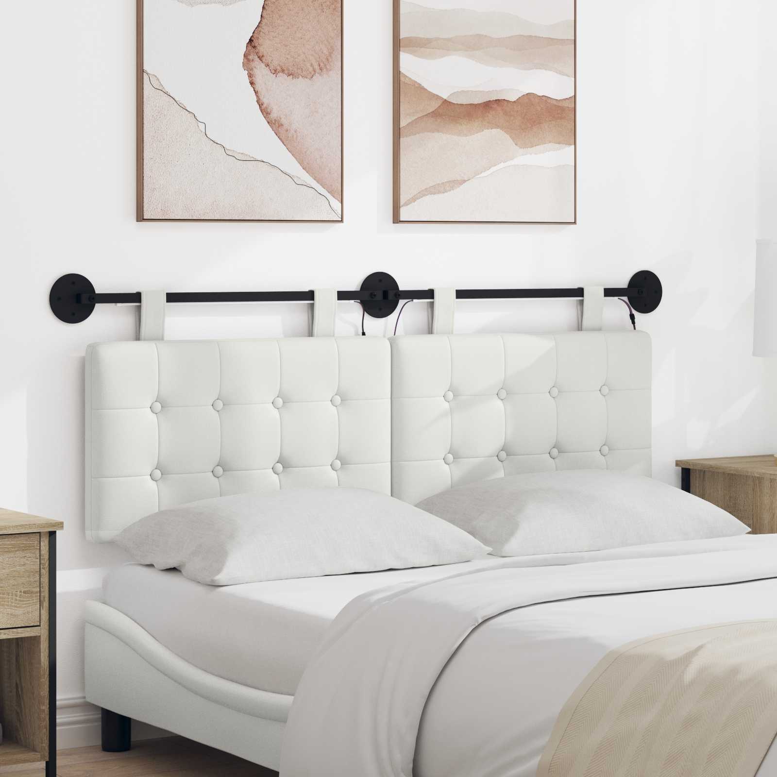 Tête de lit suspendue Avec lumière LED Blanc Simili cuir - XIOS