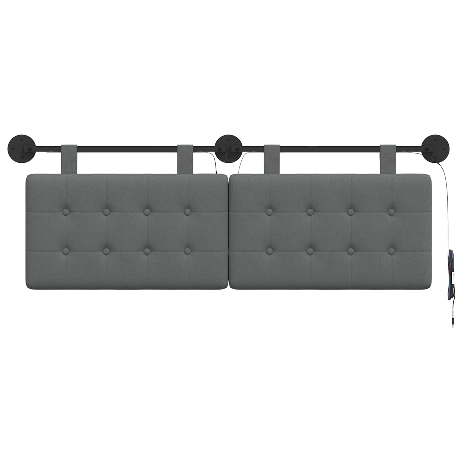 Tête de lit suspendue Avec lumière LED Gris foncé Tissu - XIOS