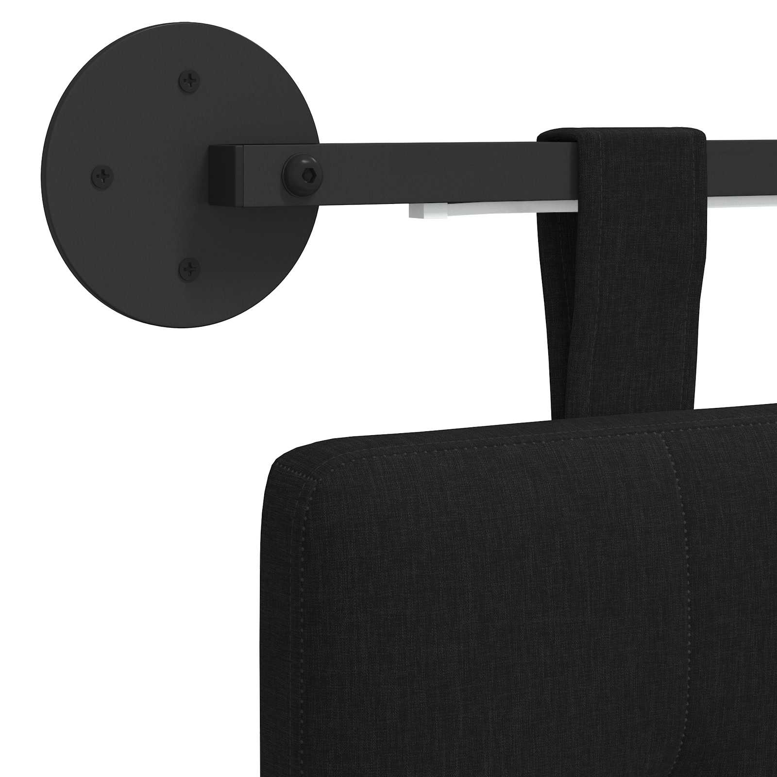 Tête de lit suspendue Avec lumière LED Noir Tissu - XIOS