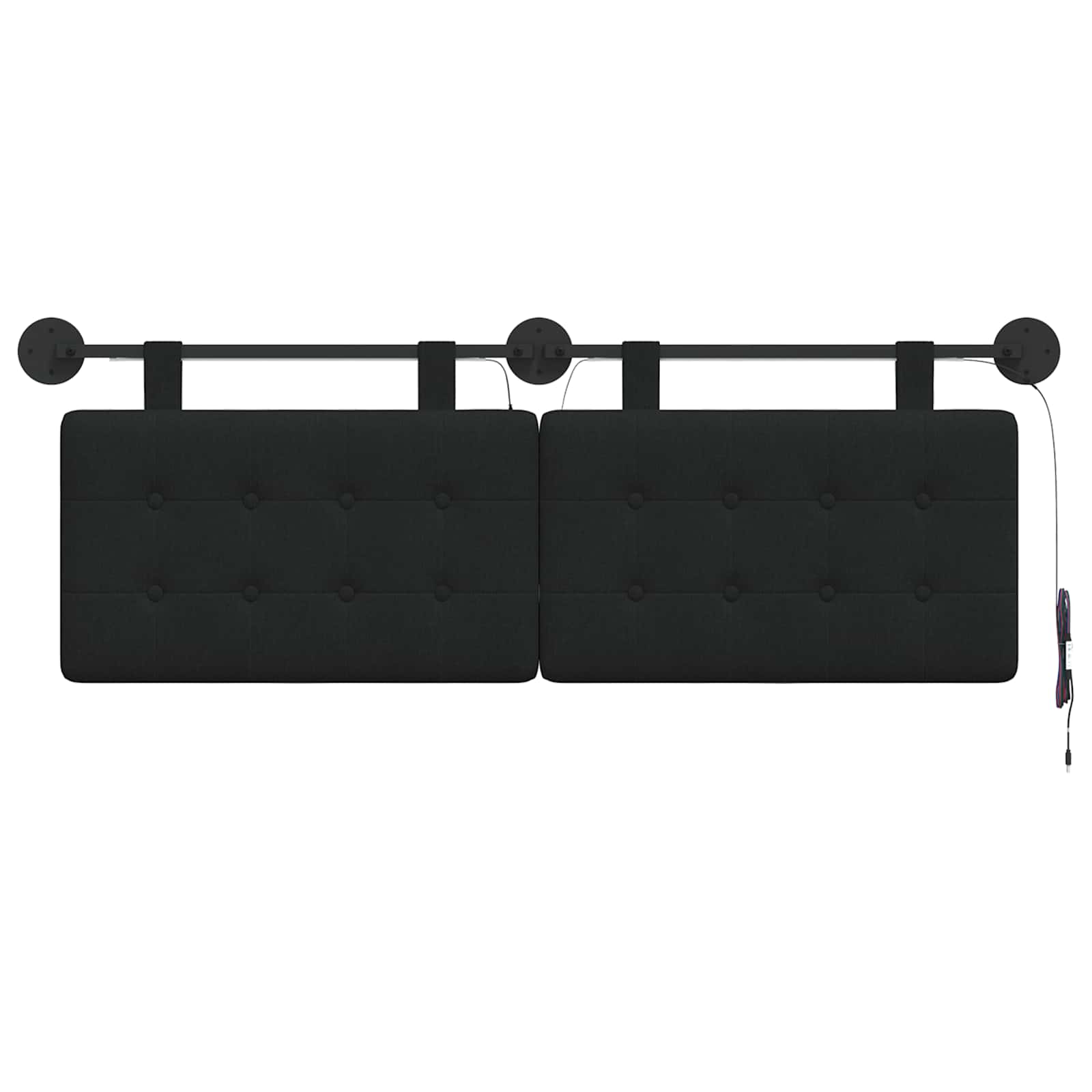 Tête de lit suspendue Avec lumière LED Noir Tissu - XIOS