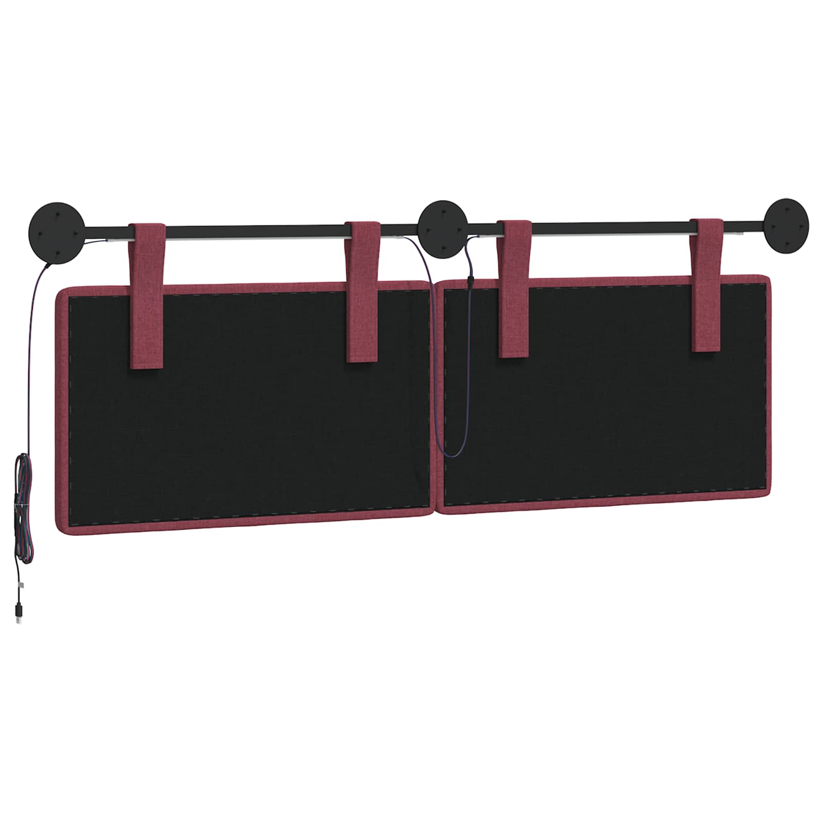 Tête de lit suspendue Avec lumière LED Bordeaux Tissu - XIOS