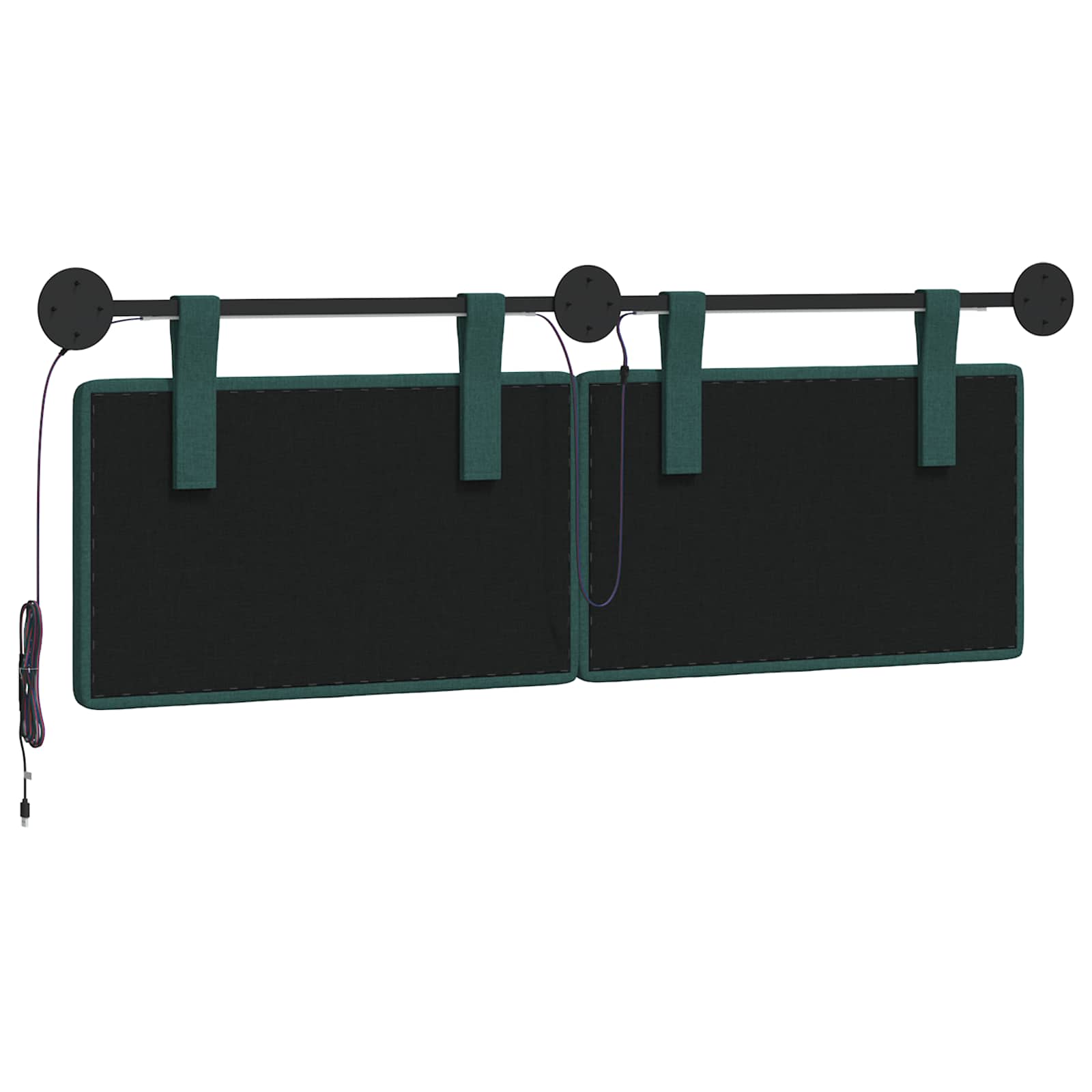 Tête de lit suspendue Avec lumière LED Vert foncé Tissu - XIOS