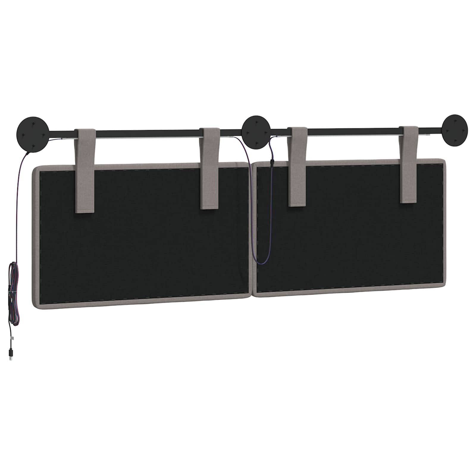 Tête de lit suspendue Avec lumière LED Taupe Tissu - XIOS