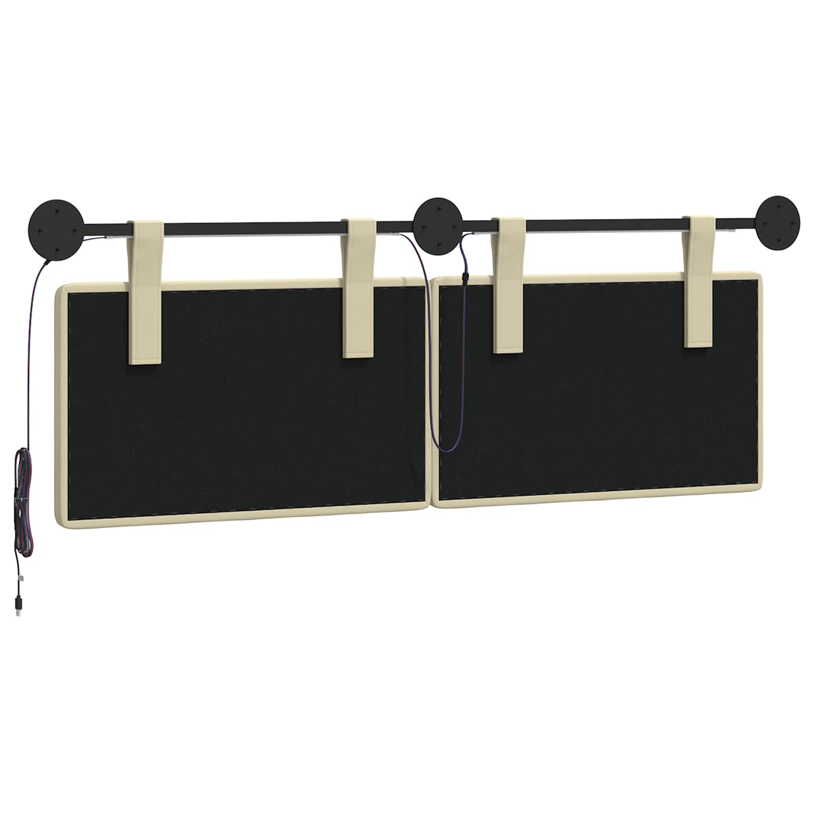 Tête de lit suspendue Avec lumière LED Crème Simili cuir - XIOS