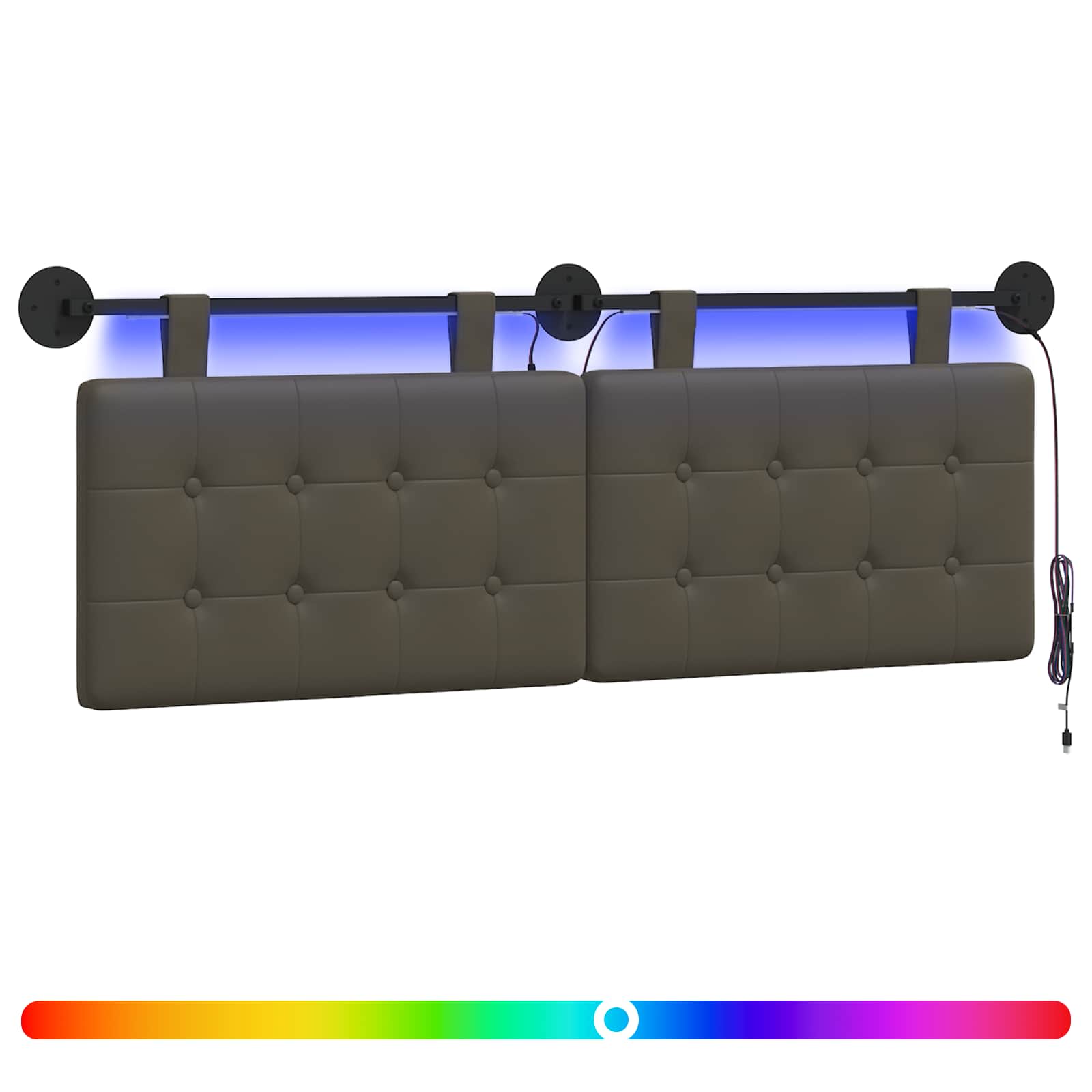 Tête de lit suspendue Avec lumière LED Gris Simili cuir - XIOS