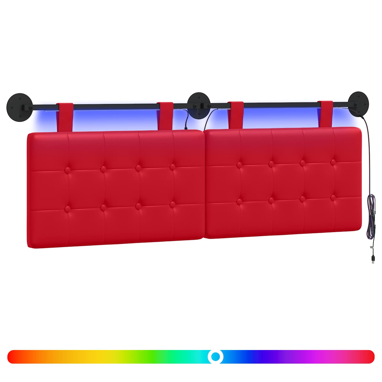 Tête de lit suspendue Avec lumière LED Rouge Simili cuir - XIOS
