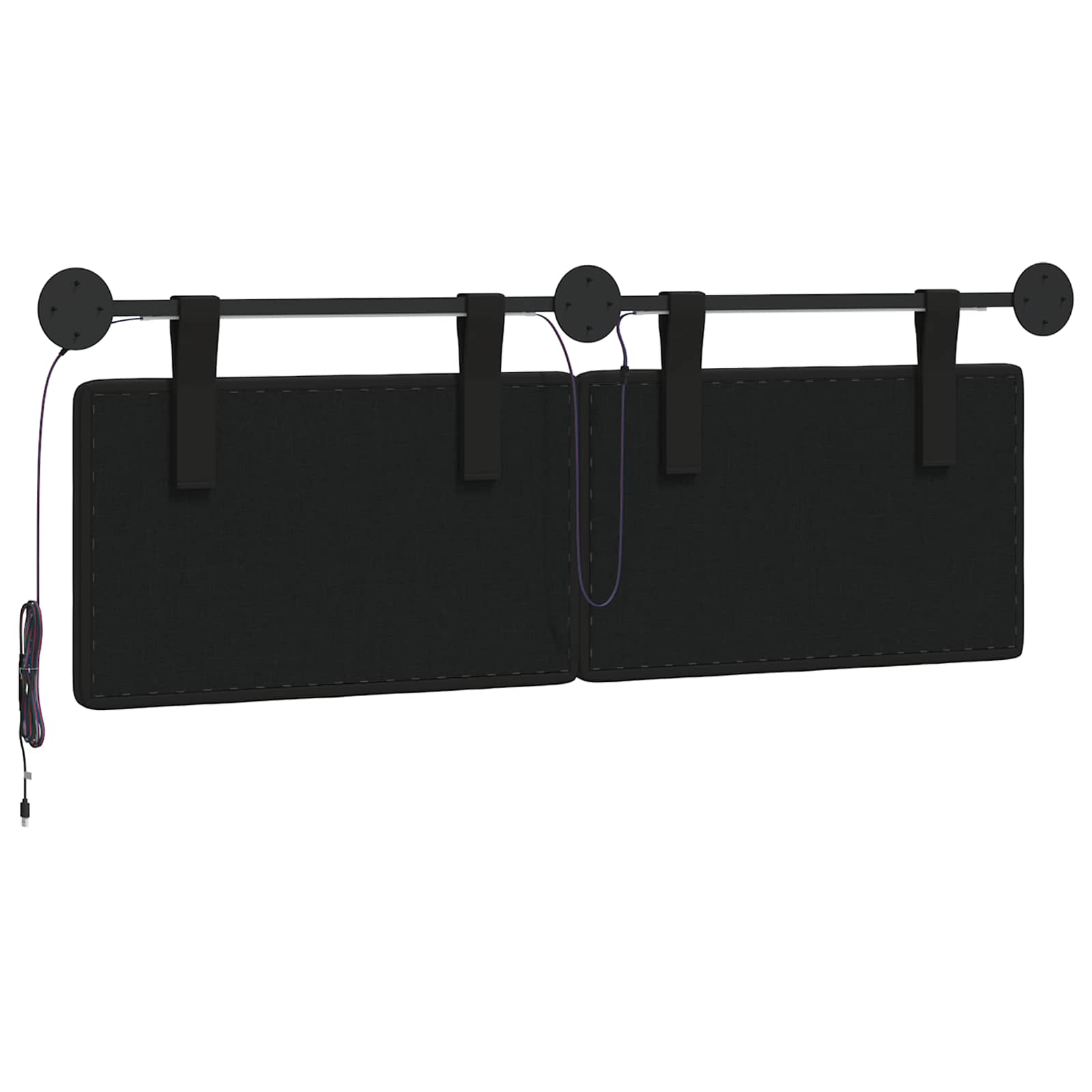 Tête de lit suspendue Avec lumière LED Noir Simili cuir - XIOS