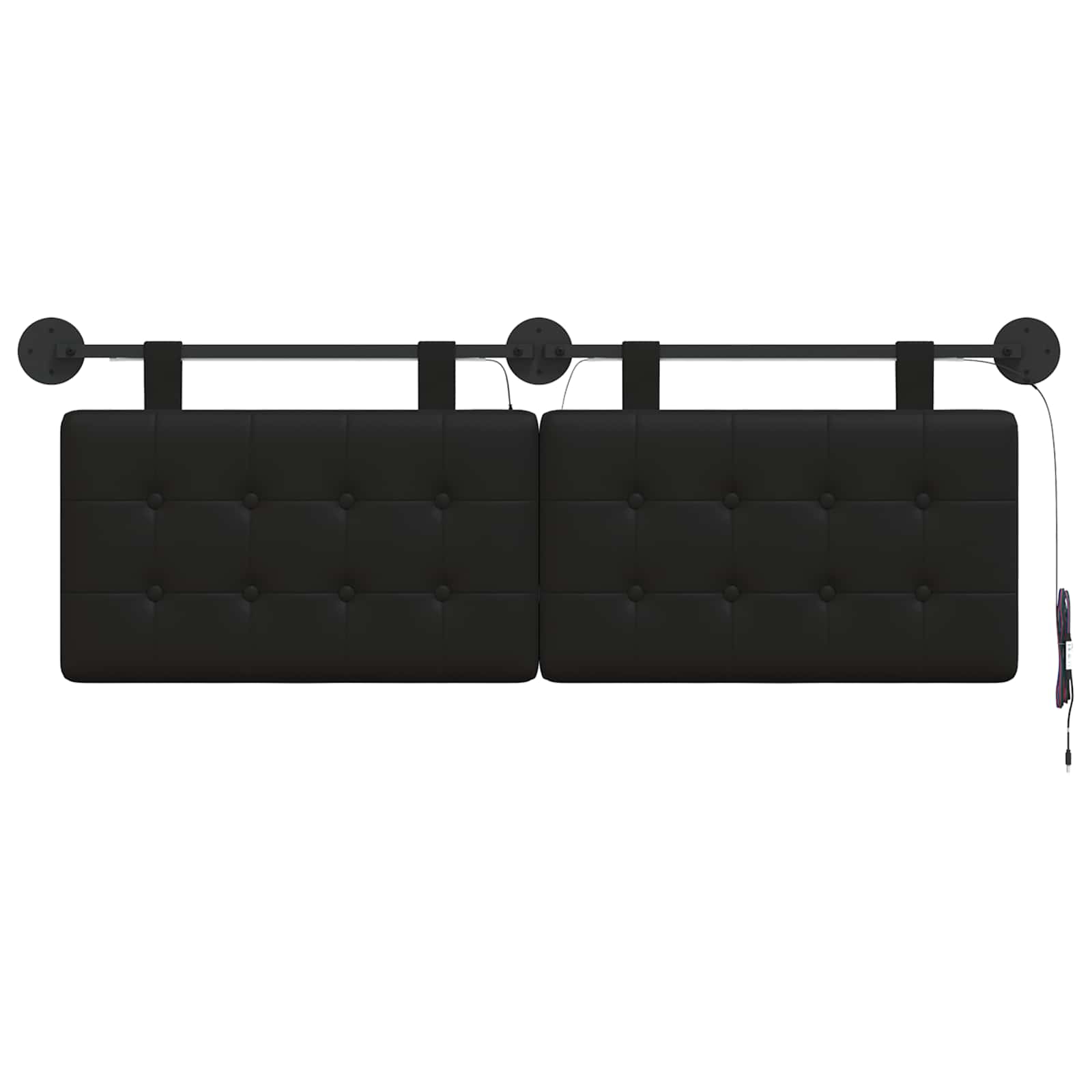 Tête de lit suspendue Avec lumière LED Noir Simili cuir - XIOS