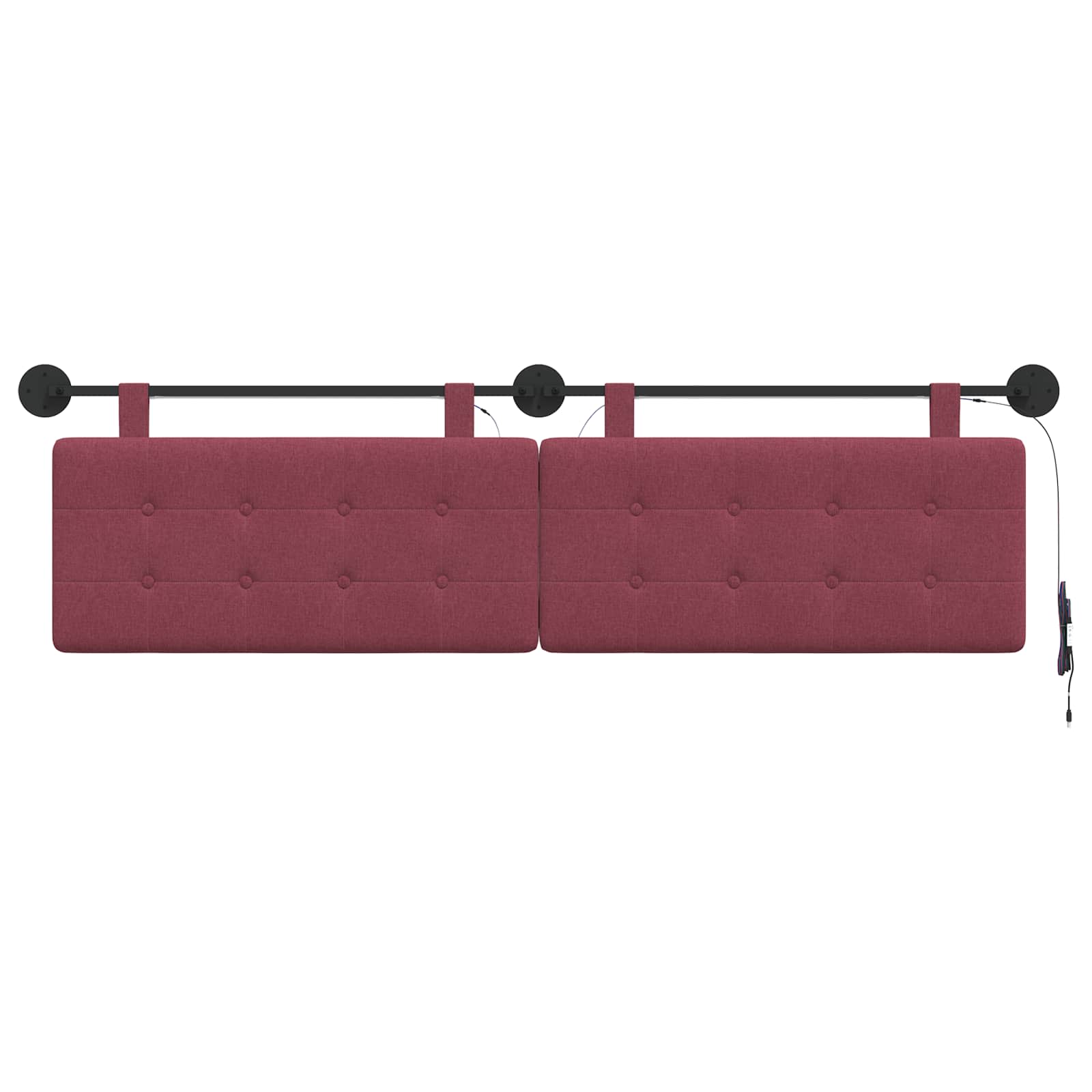 Tête de lit suspendue Avec lumière LED Bordeaux Tissu - XIOS