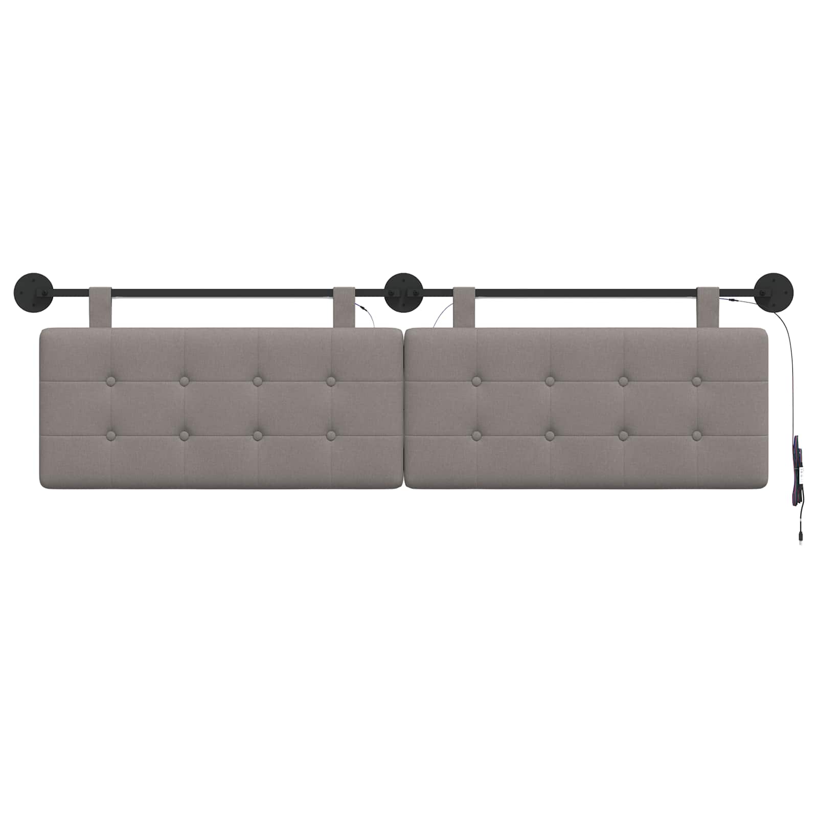 Tête de lit suspendue Avec lumière LED Taupe Tissu - XIOS