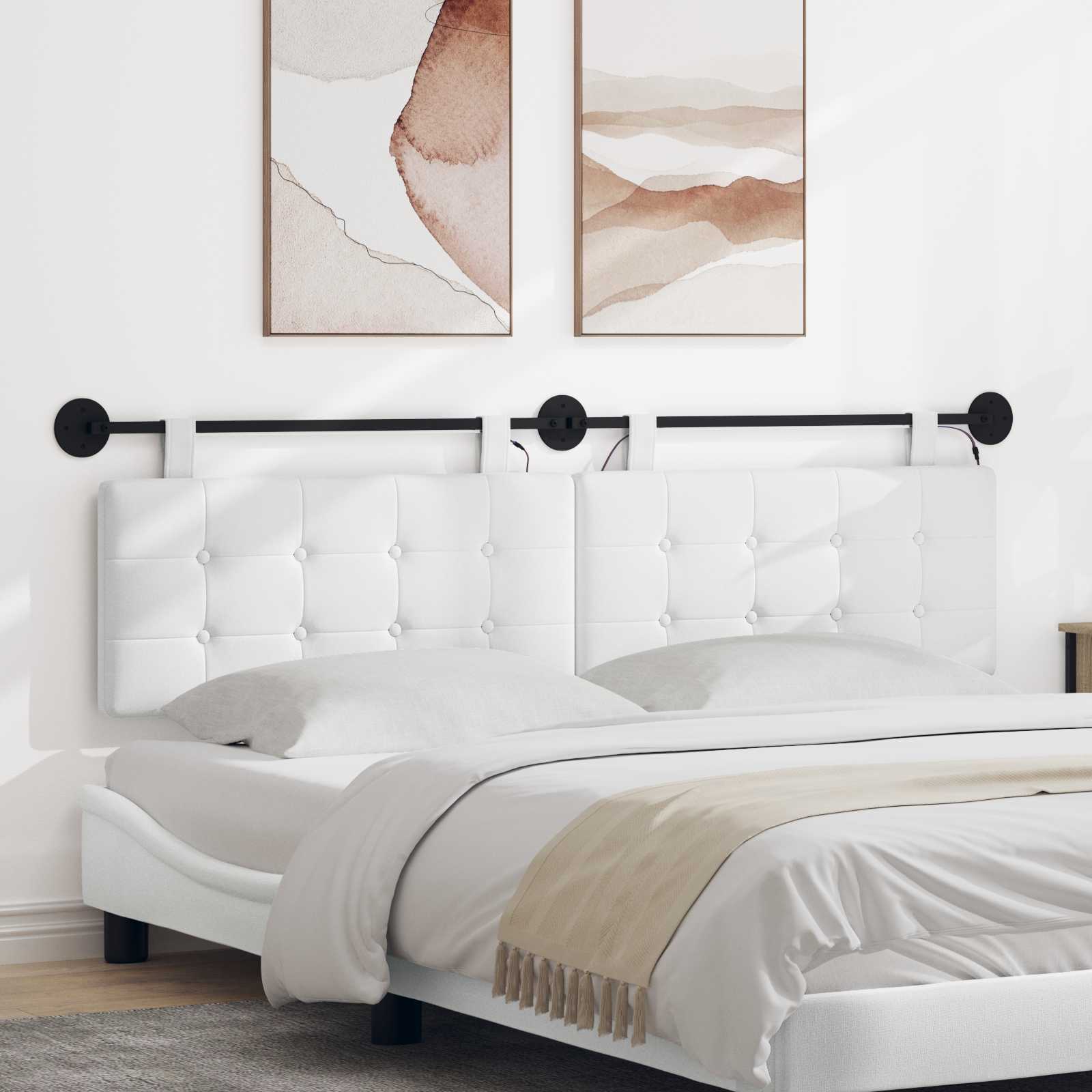 Tête de lit suspendue Avec lumière LED Blanc Tissu - XIOS